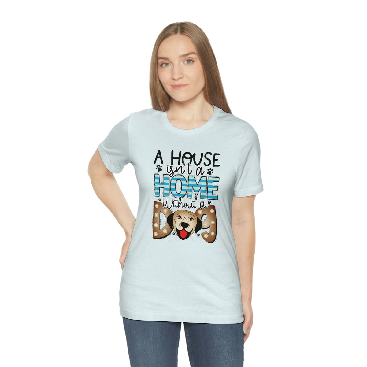 A House Isn't A Home without a Dog Women's Short Sleeve Tee Heather Ice Blue