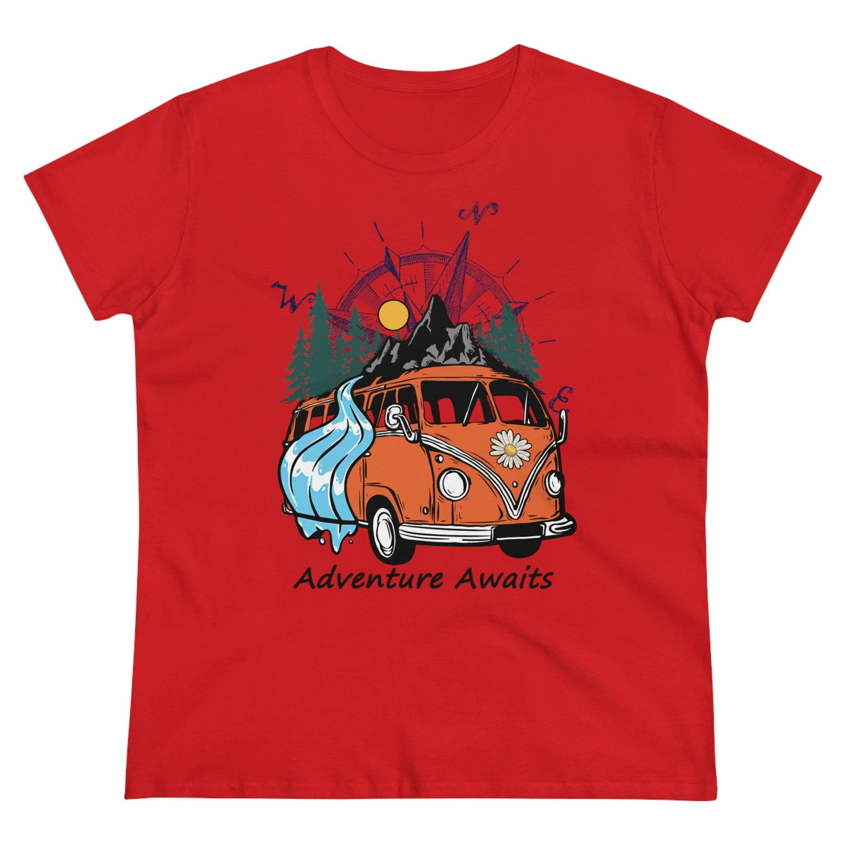 Adventure Awaits Women's Midweight Cotton Tee Red