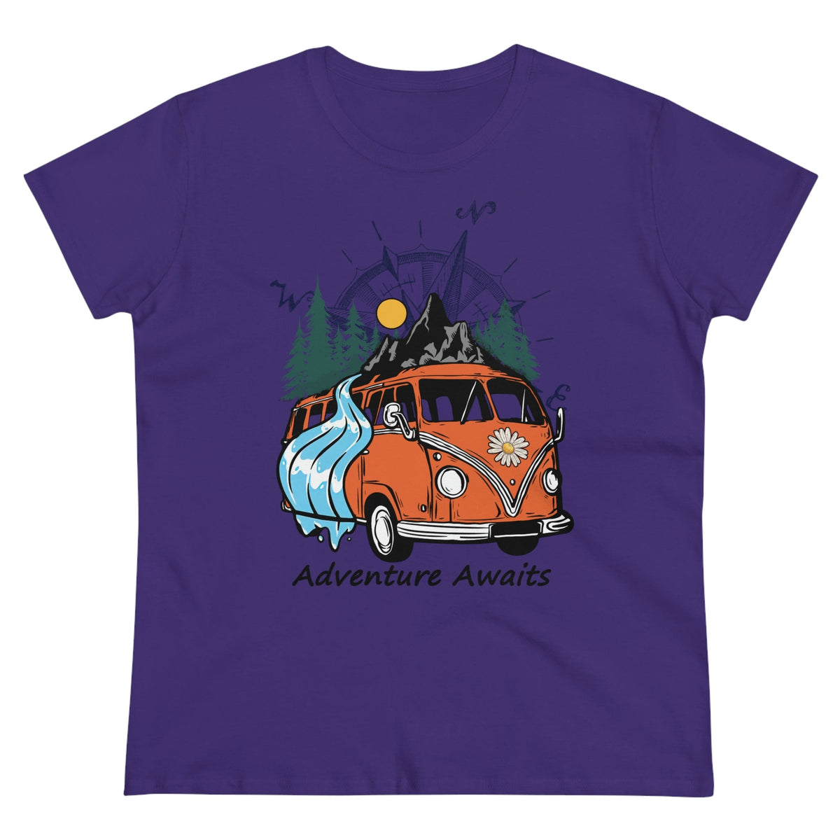 Adventure Awaits Women's Midweight Cotton Tee Purple