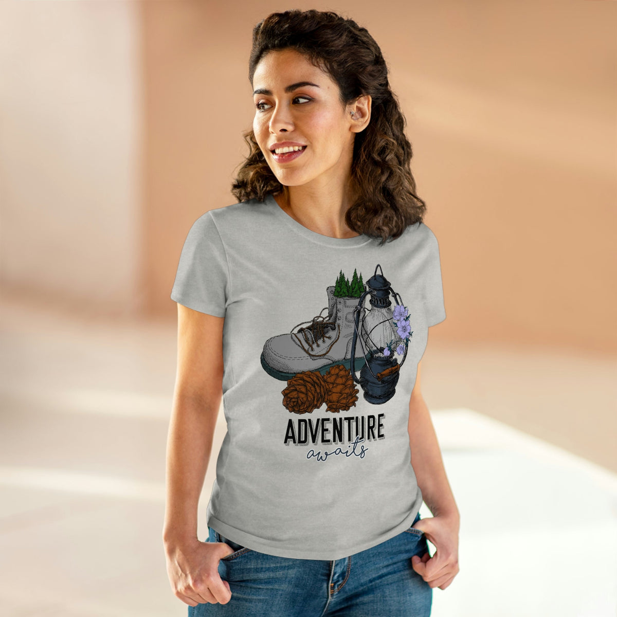 Adventure Awaits Women's Midweight Cotton Tee - Salty Medic Clothing Co.