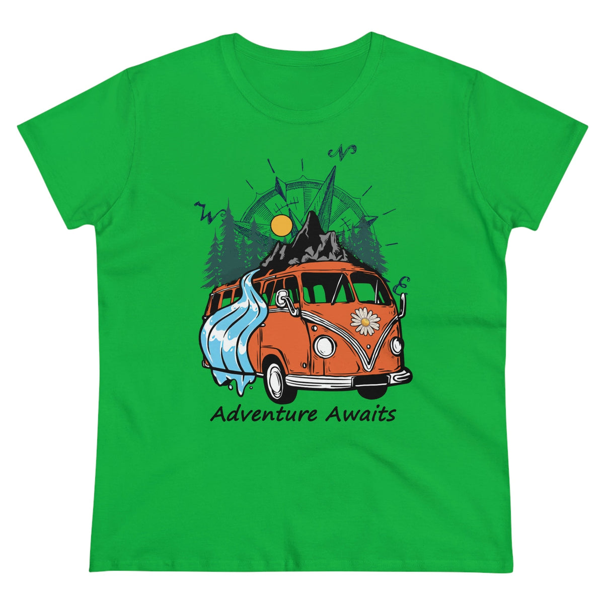 Adventure Awaits Women's Midweight Cotton Tee Irish Green