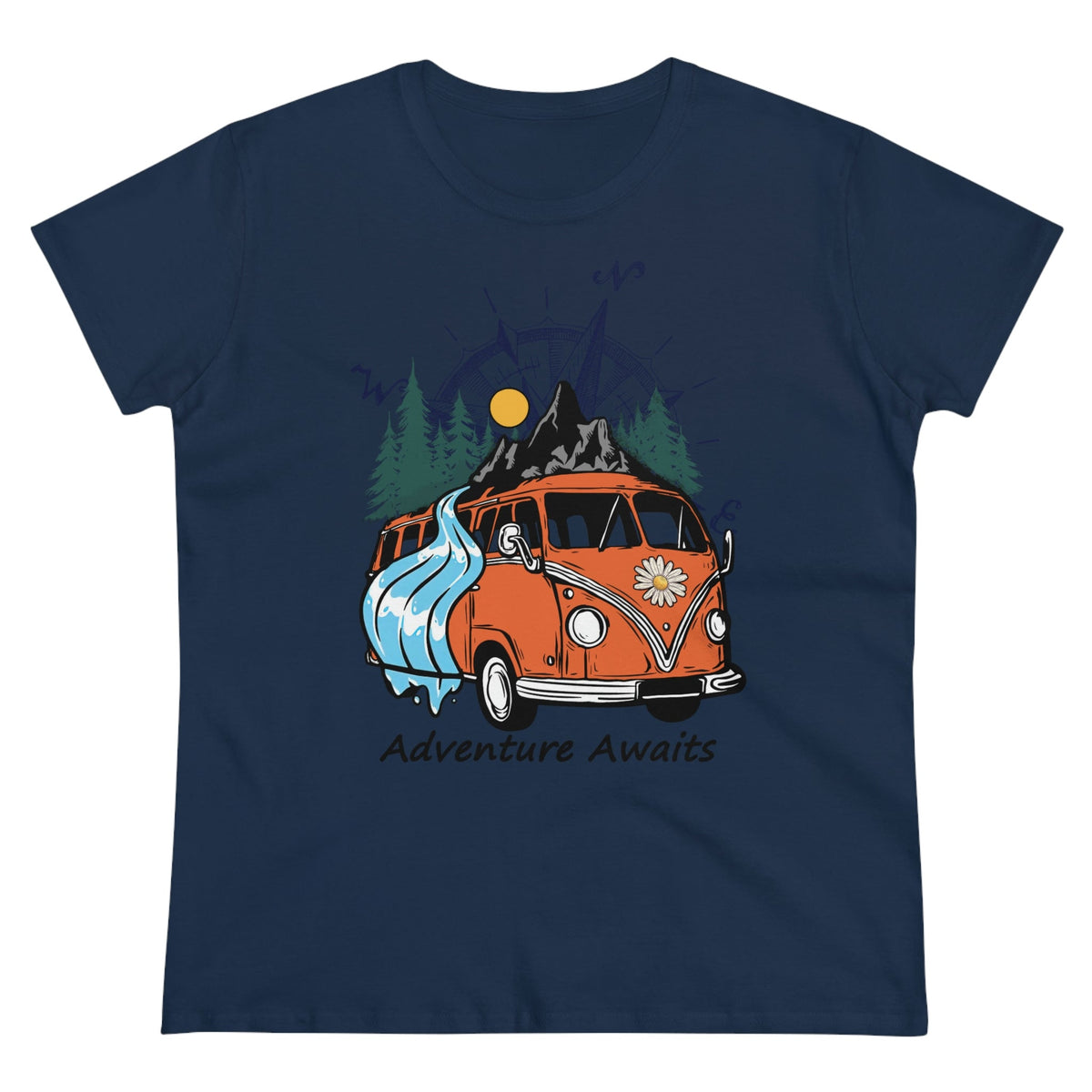 Adventure Awaits Women's Midweight Cotton Tee Navy