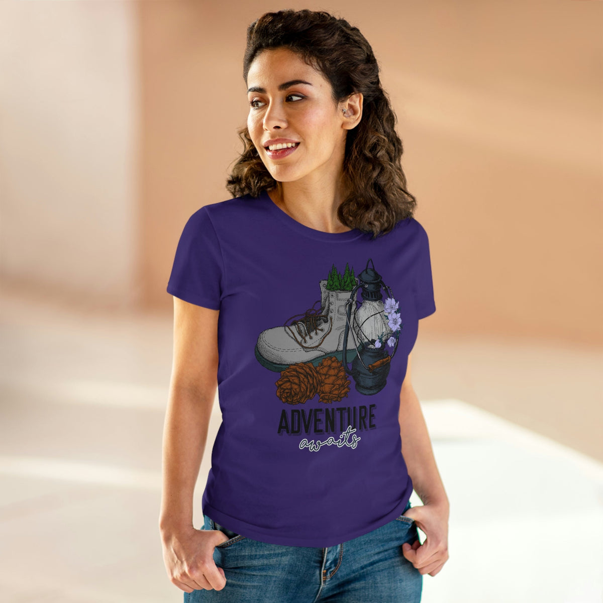 Adventure Awaits Women's Midweight Cotton Tee - Salty Medic Clothing Co.