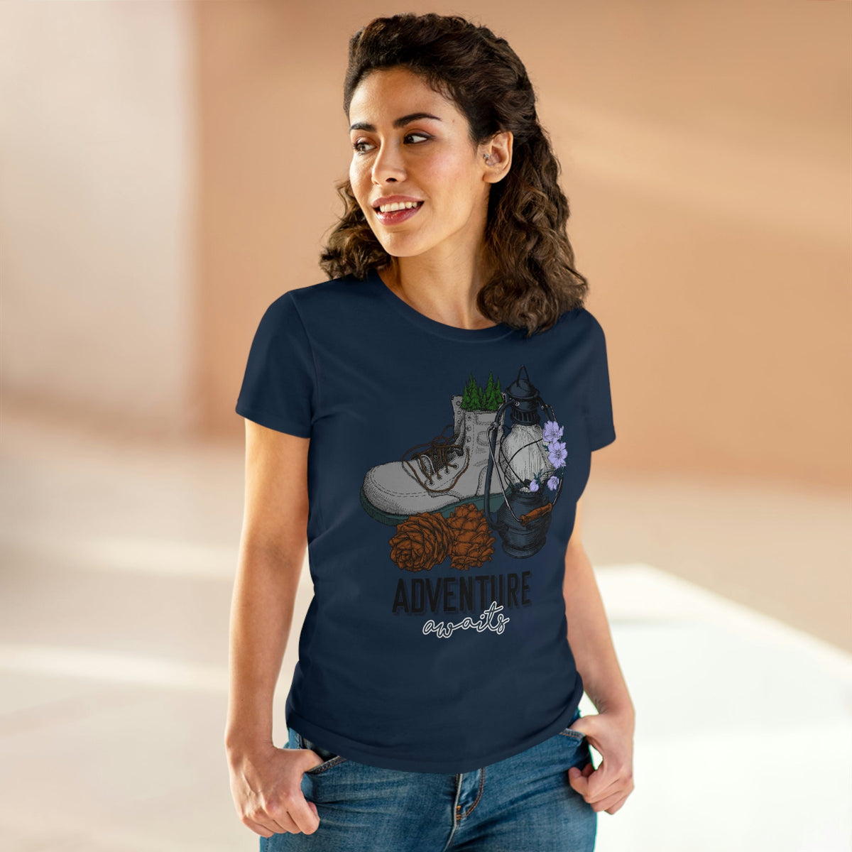 Adventure Awaits Women's Midweight Cotton Tee - Salty Medic Clothing Co.