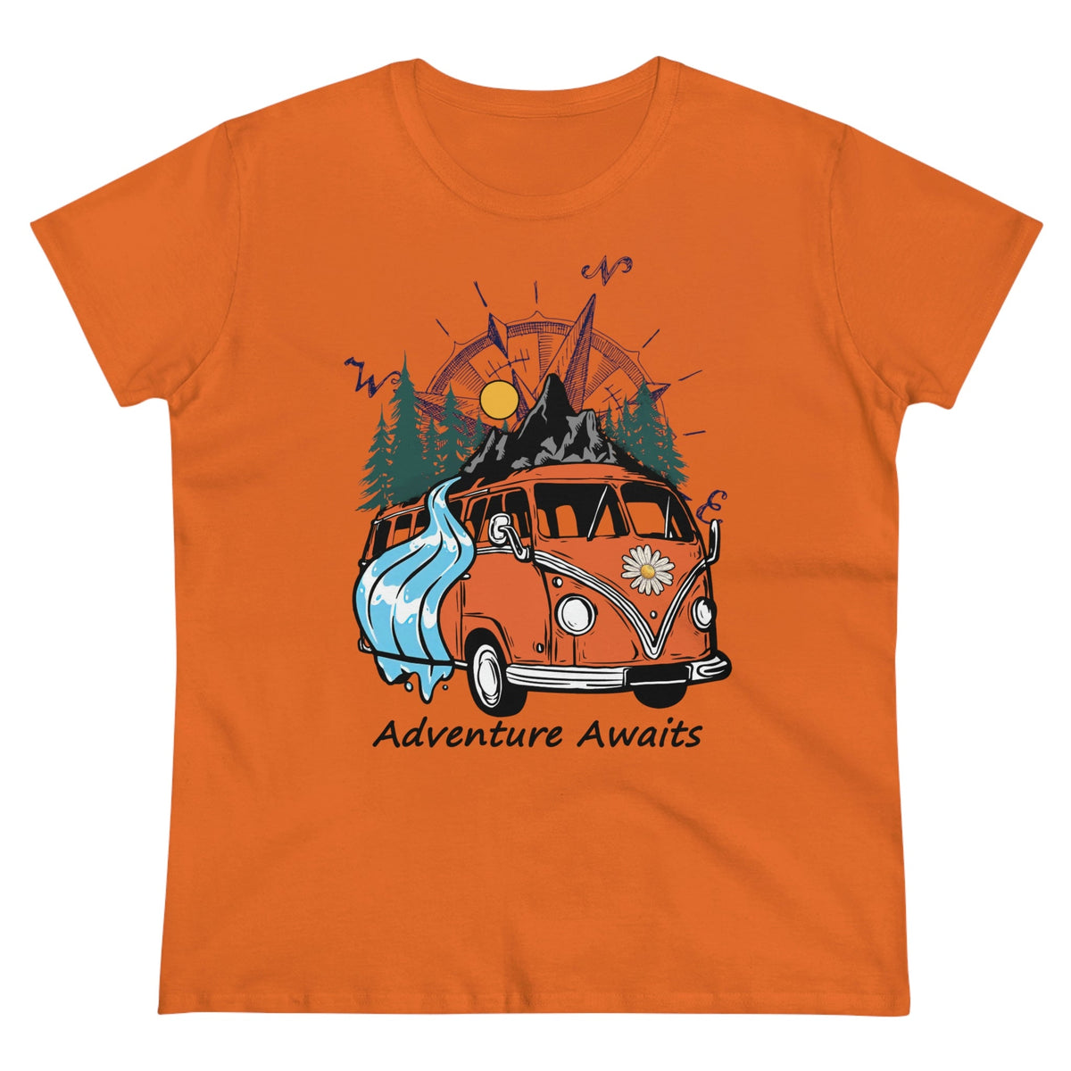 Adventure Awaits Women's Midweight Cotton Tee Orange