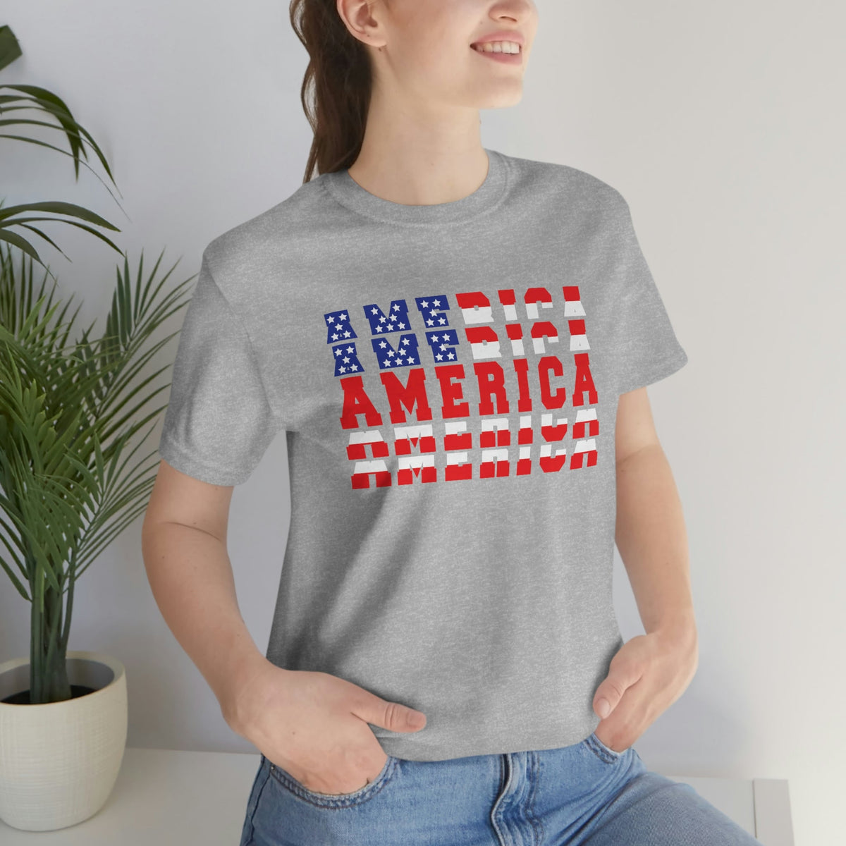 AMERICA Women's Short Sleeve Tee Athletic Heather