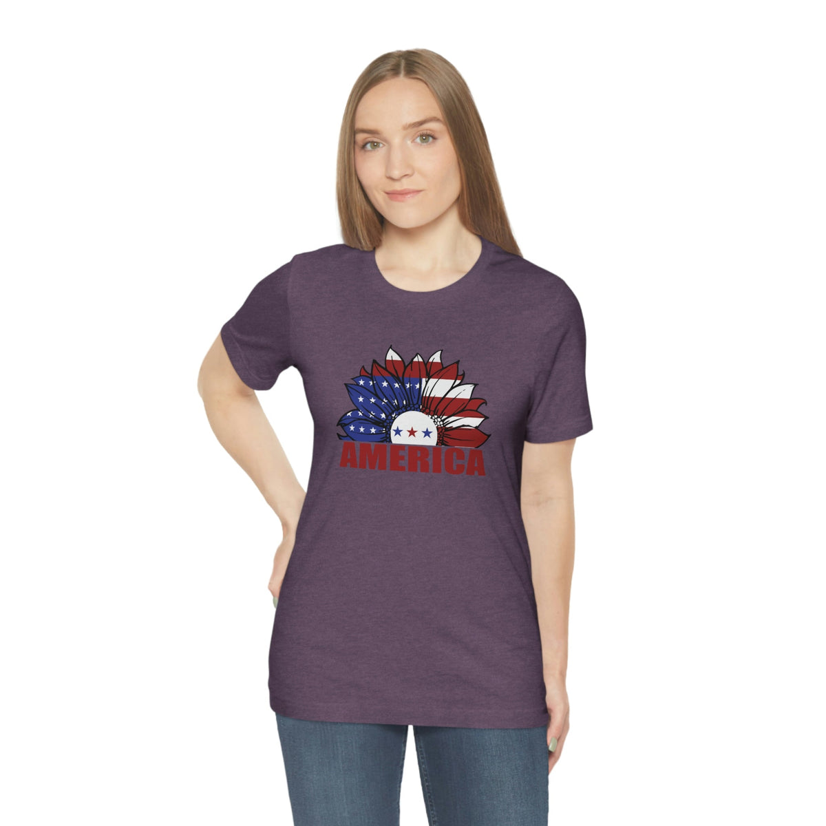 America Women's Short Sleeve Tee Heather Team Purple