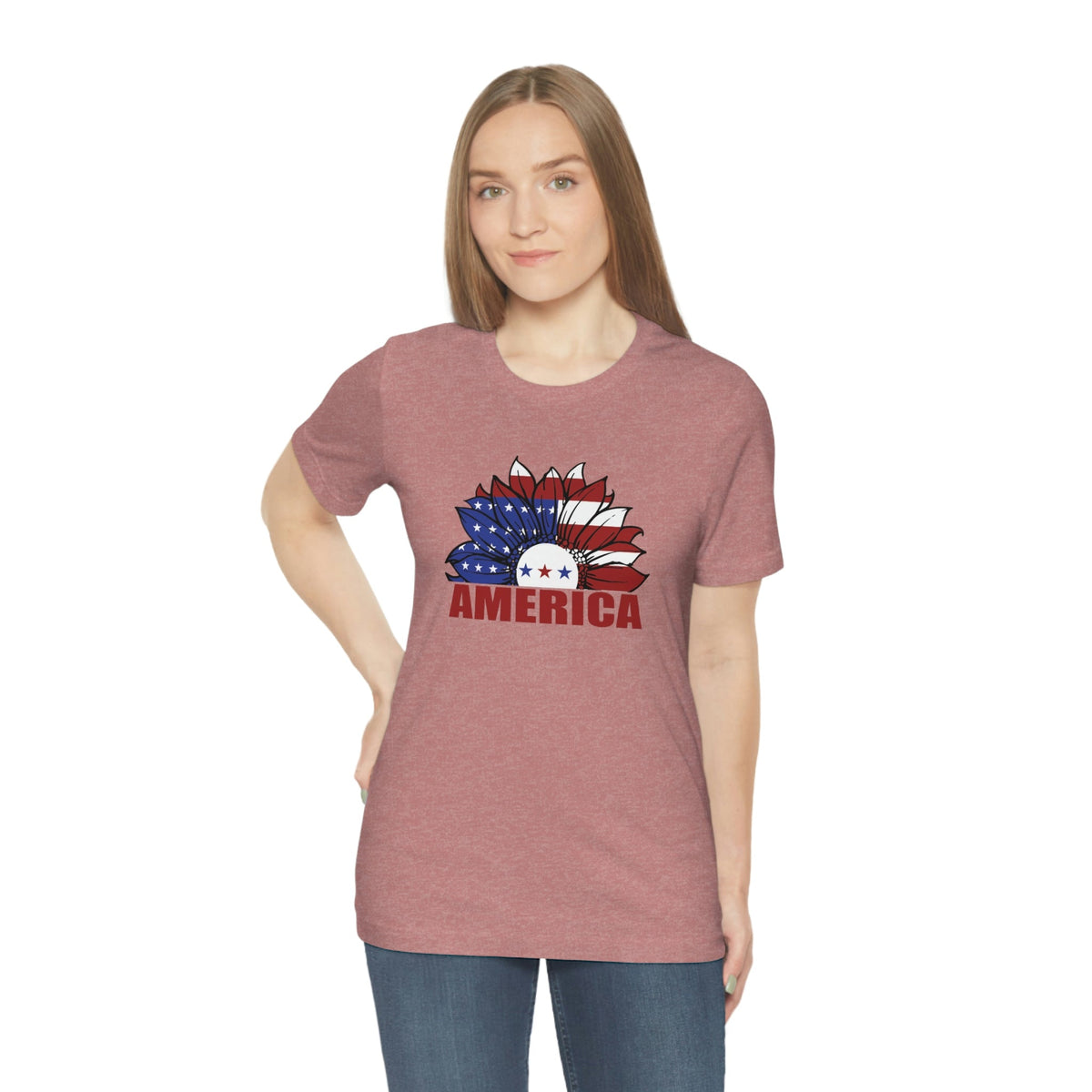 America Women's Short Sleeve Tee Heather Mauve