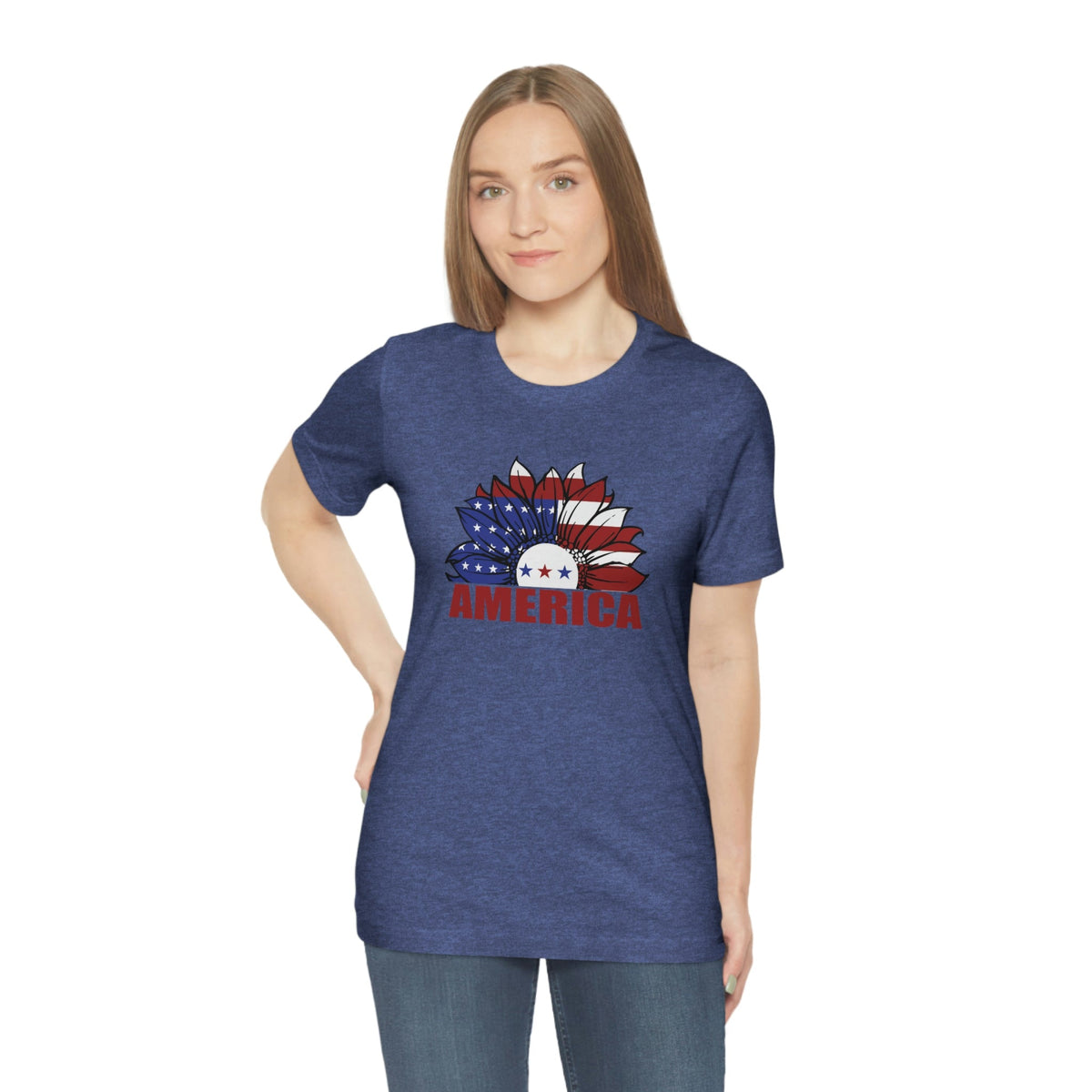 America Women's Short Sleeve Tee Heather True Royal