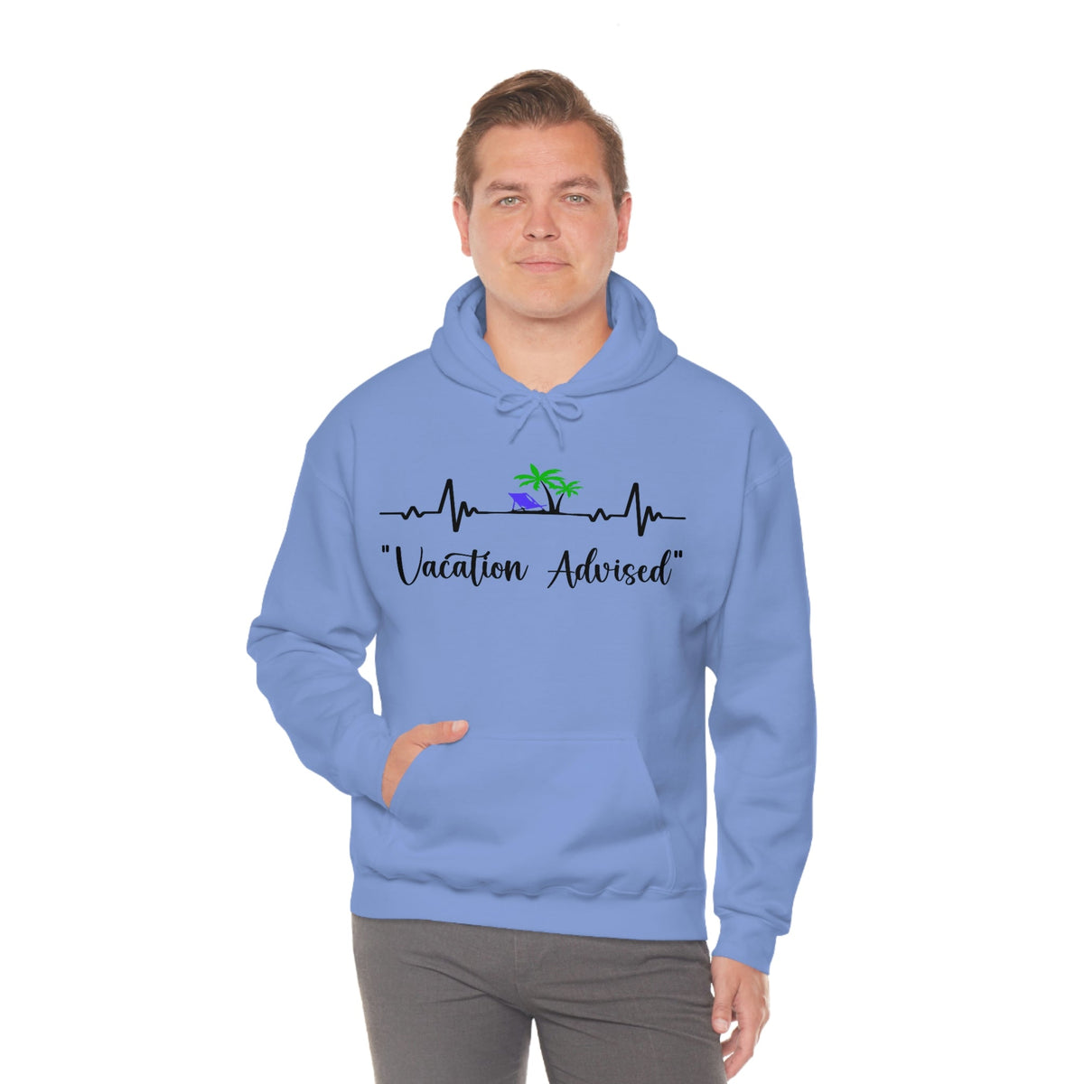 Analyzing Rhythm..... Vacation Advised Unisex Heavy Blend™ Hooded Sweatshirt Carolina Blue