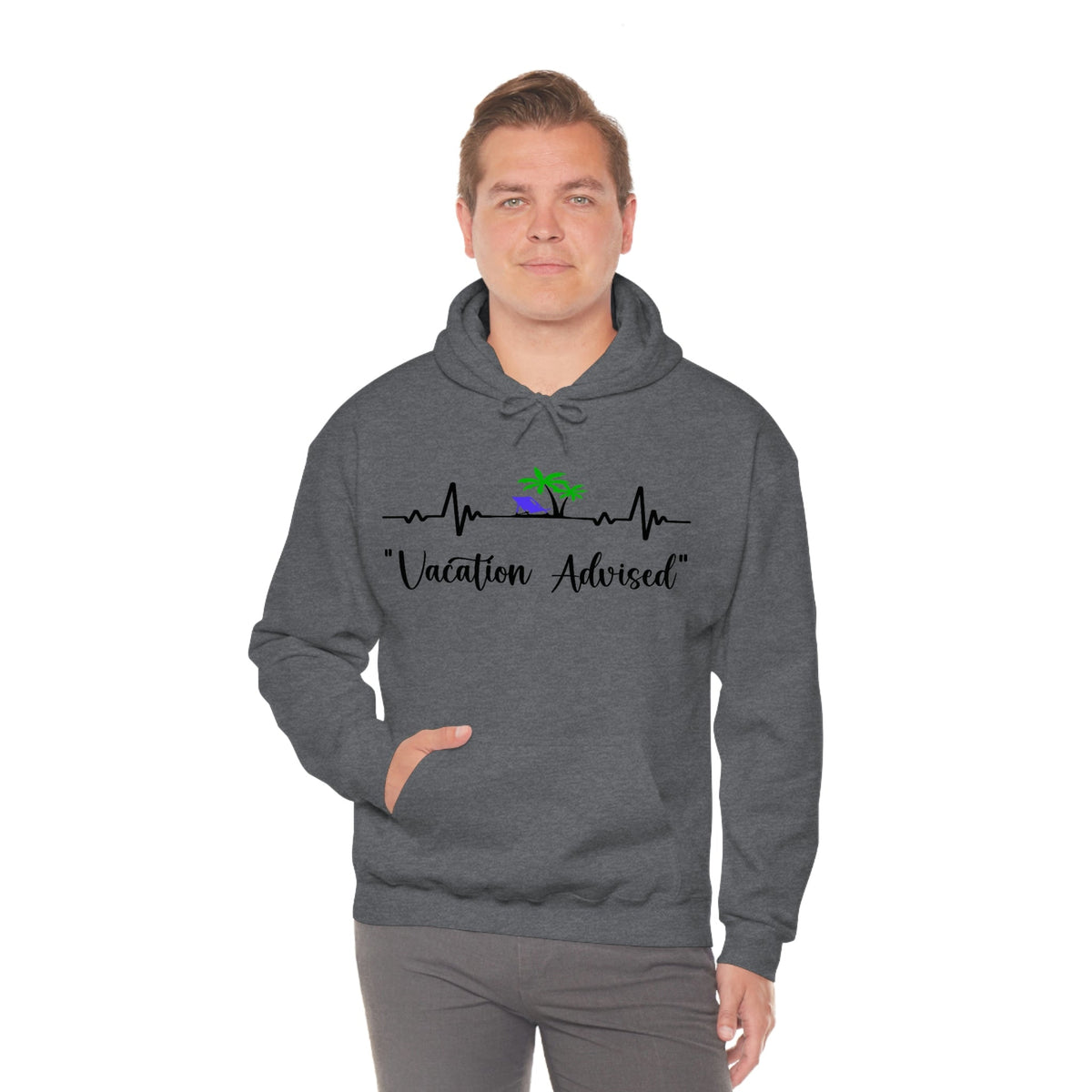 Analyzing Rhythm..... Vacation Advised Unisex Heavy Blend™ Hooded Sweatshirt Dark Heather