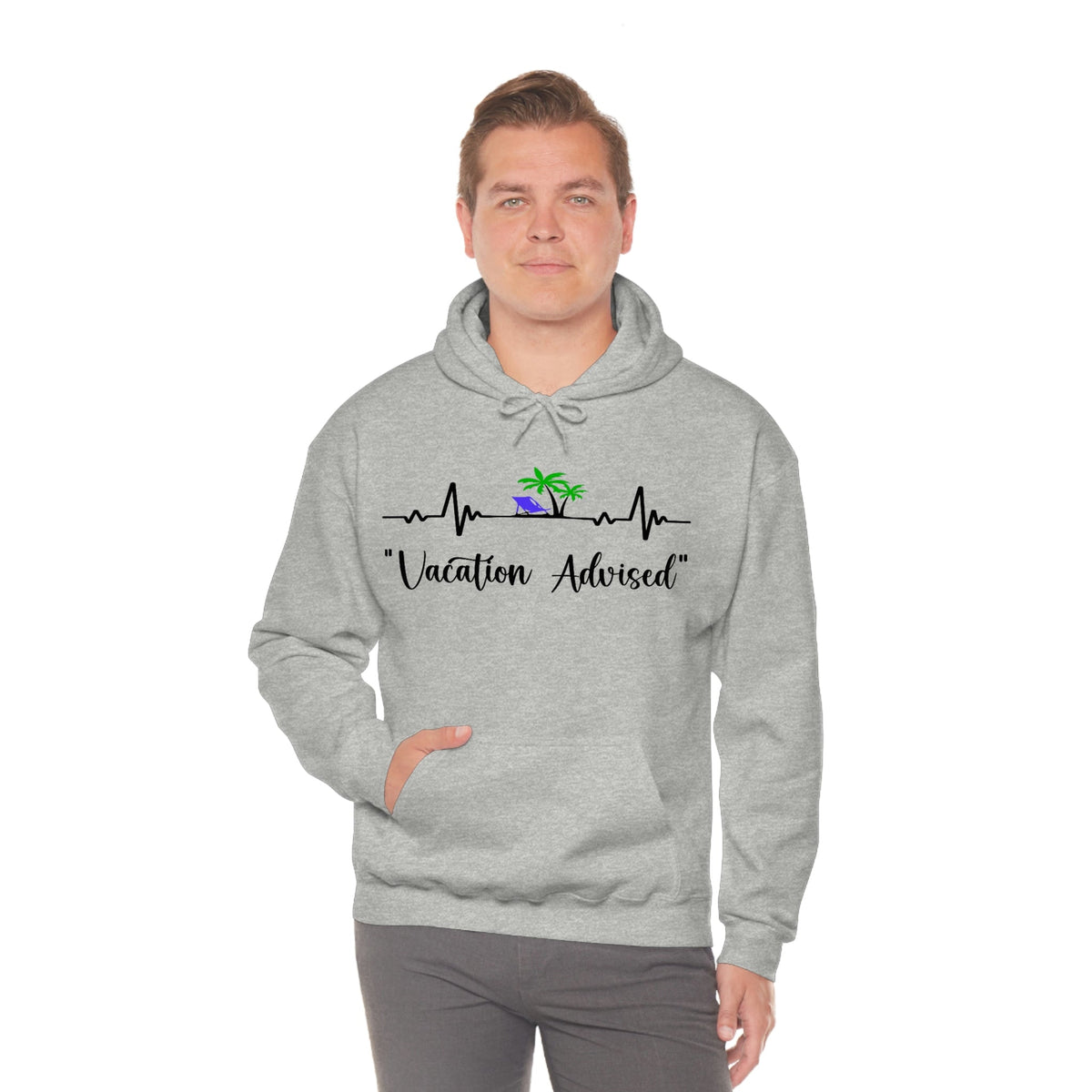 Analyzing Rhythm..... Vacation Advised Unisex Heavy Blend™ Hooded Sweatshirt Sport Grey