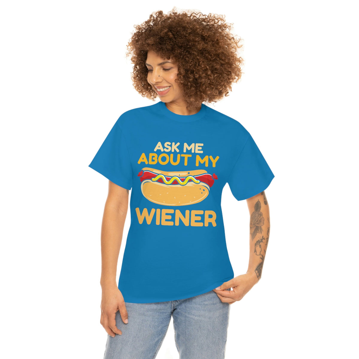 Ask Me About My Weiner Unisex Heavy Cotton Tee