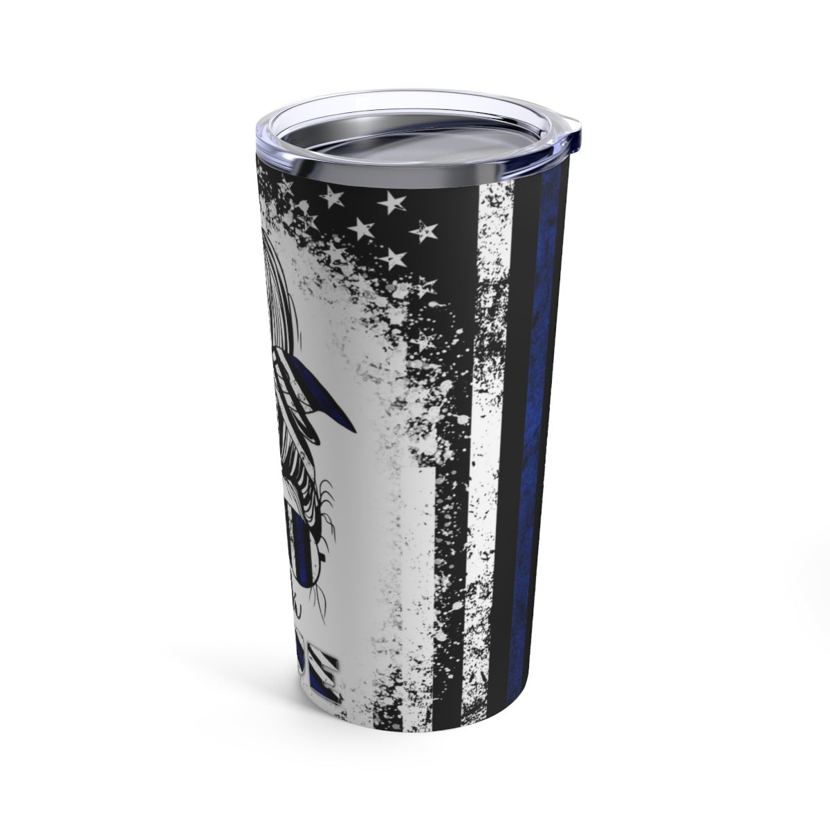 Back The Blue Messy Bun Tumbler 20oz