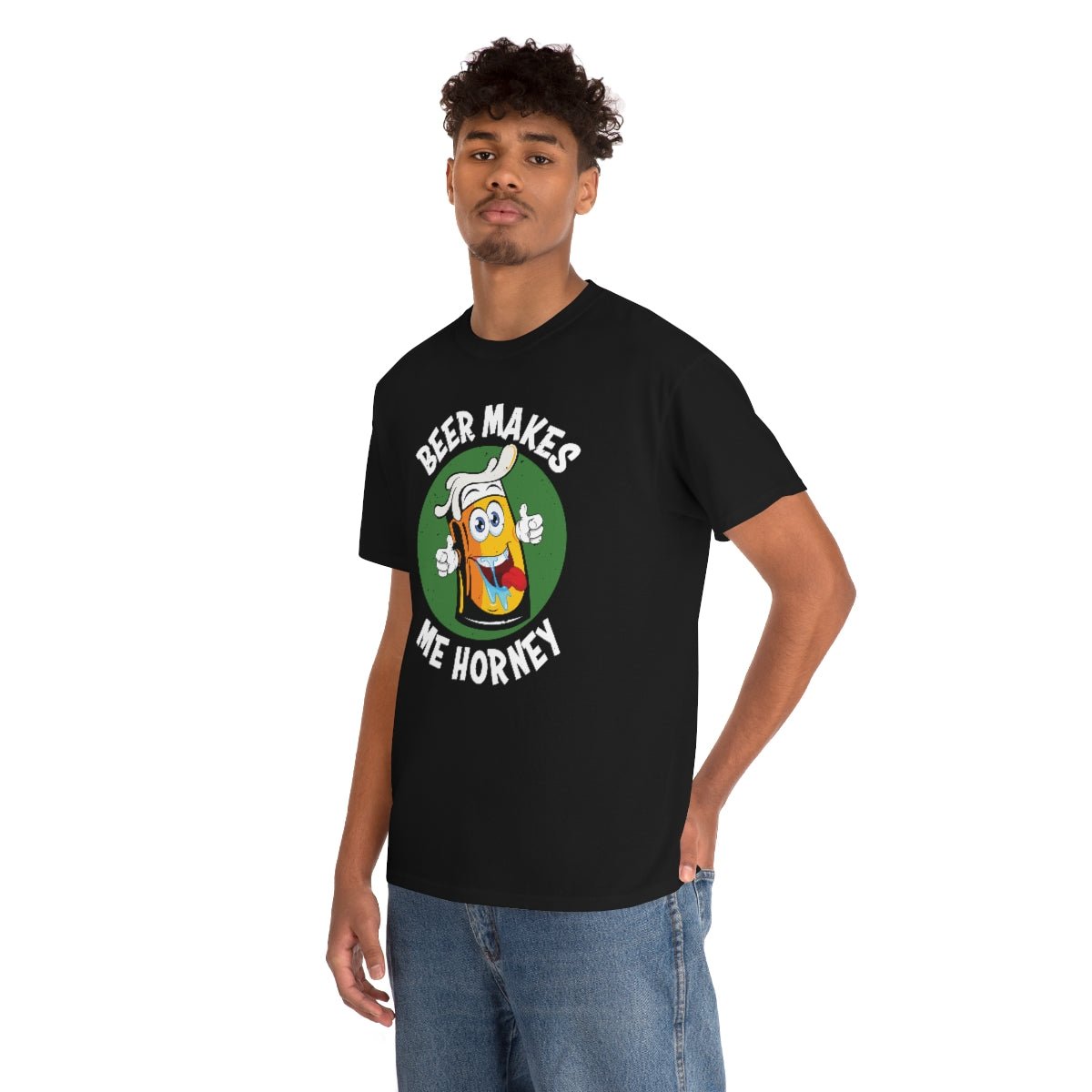 Beer makes me horney Men's Heavy Cotton Tee