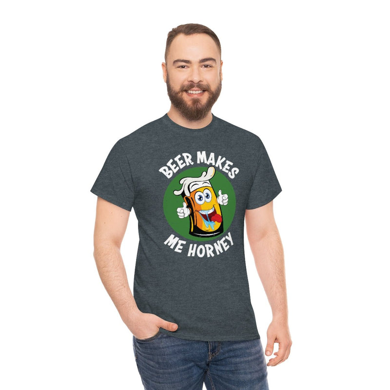 Beer makes me horney Men's Heavy Cotton Tee Dark Heather