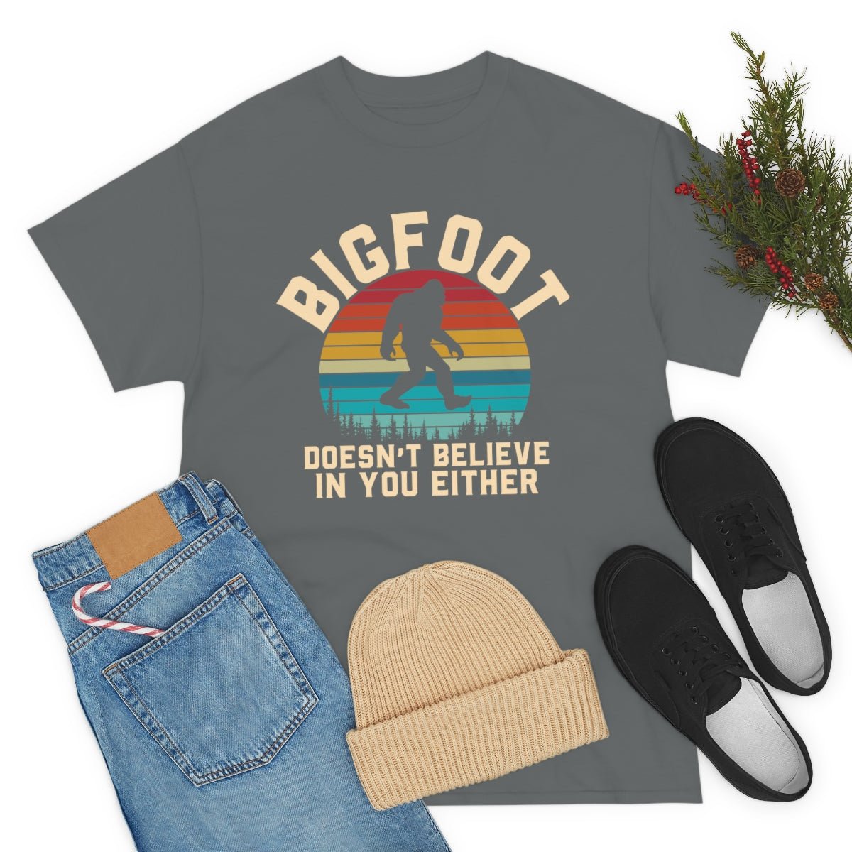 Bigfoot Doesn't Believe Men's Cotton Tee