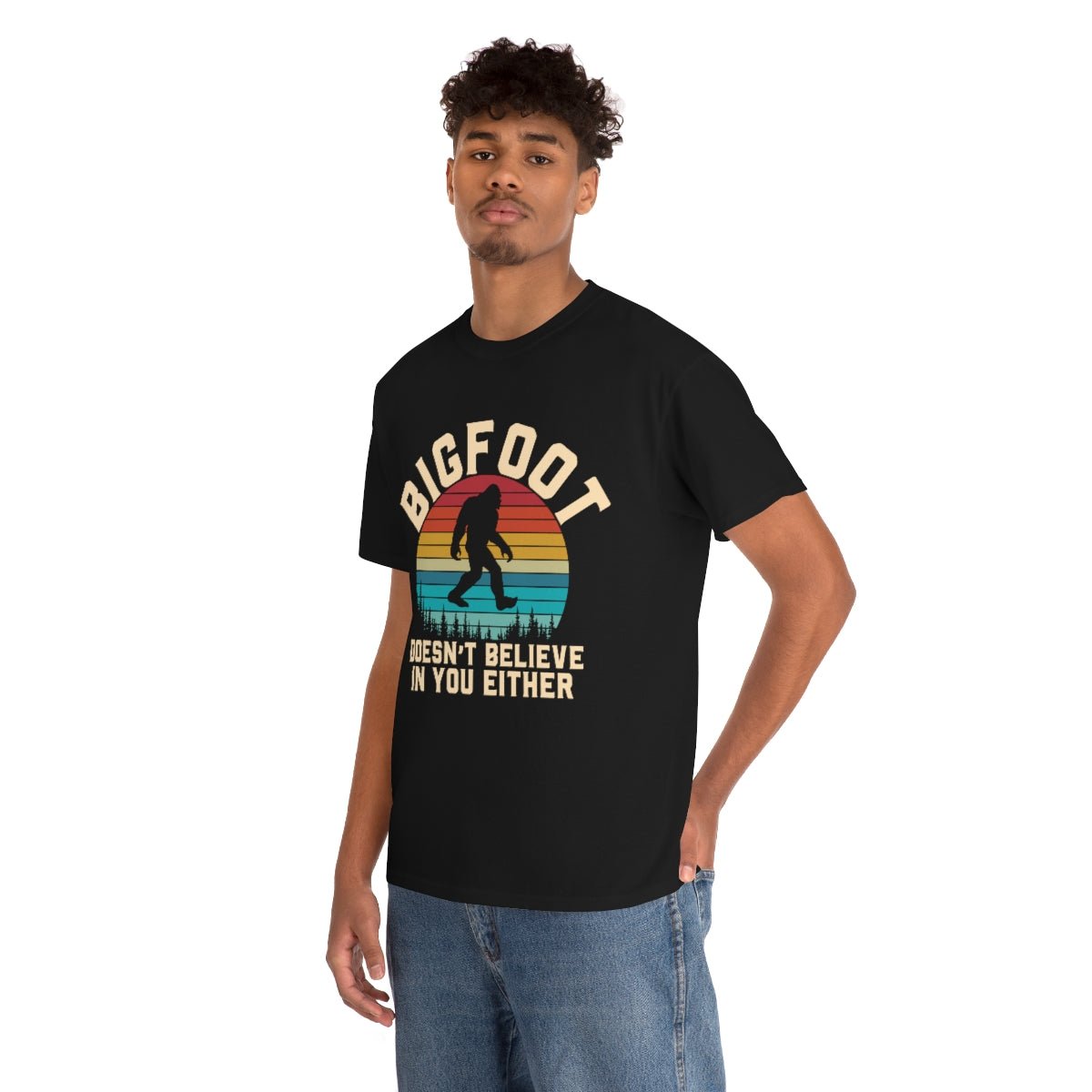 Bigfoot Doesn't Believe Men's Cotton Tee Black