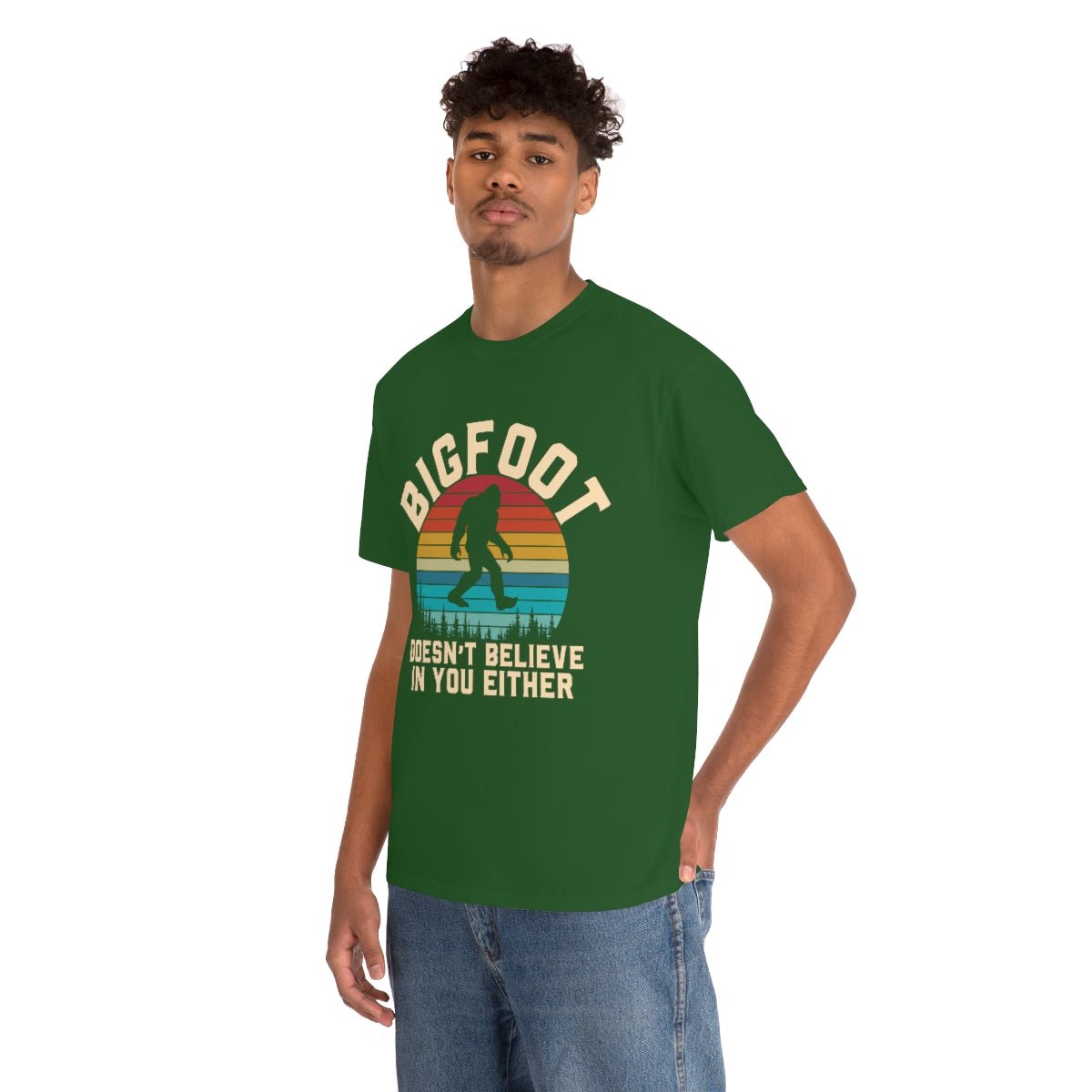 Bigfoot Doesn't Believe Men's Cotton Tee Turf Green