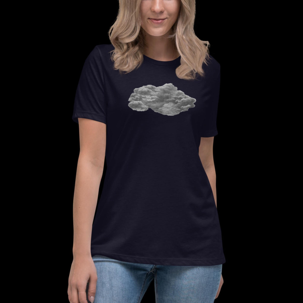 Black Cloud Women's Relaxed T-Shirt Navy