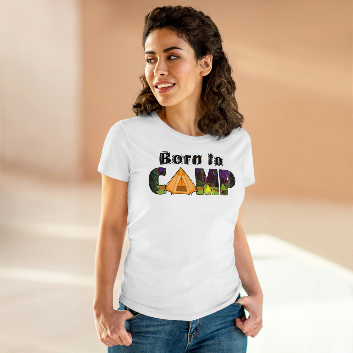 Born To Camp Women's Midweight Cotton Tee - Salty Medic Clothing Co.