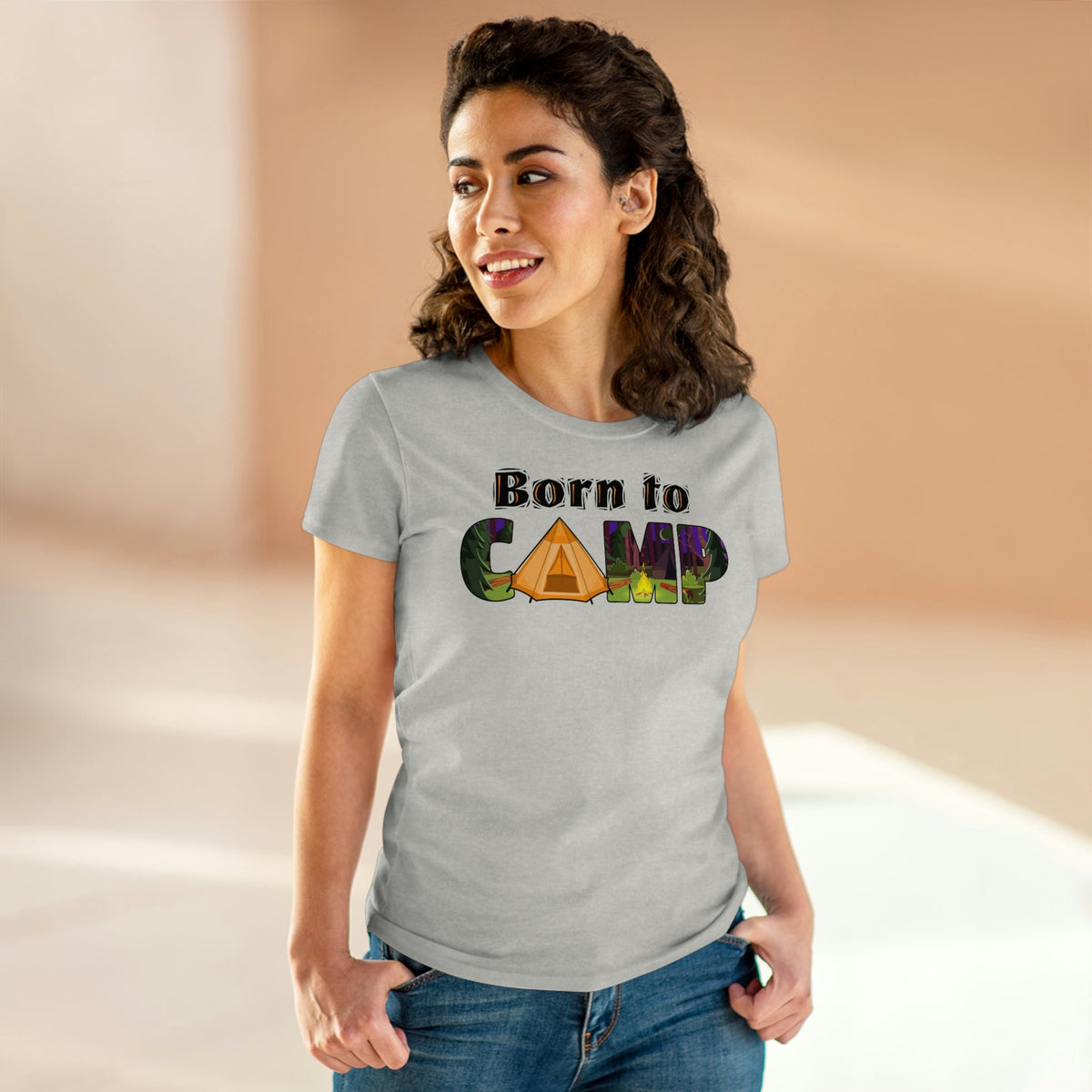 Born To Camp Women's Midweight Cotton Tee - Salty Medic Clothing Co.