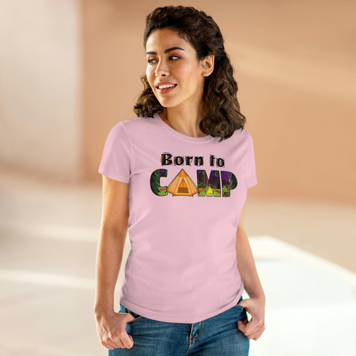 Born To Camp Women's Midweight Cotton Tee - Salty Medic Clothing Co.