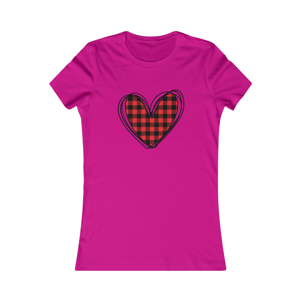 Buffalo Plaid Heart Women's Tee Berry