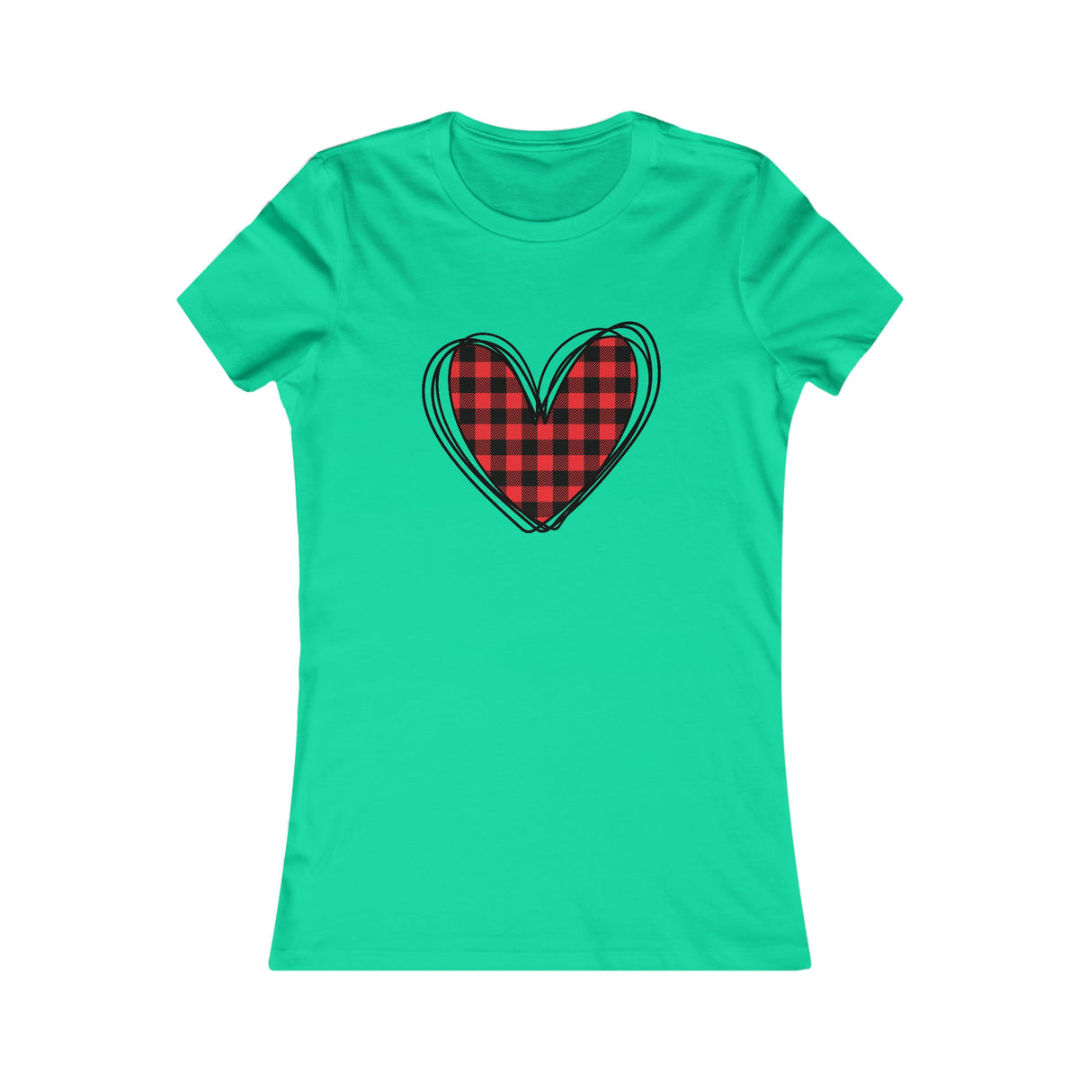 Buffalo Plaid Heart Women's Tee Teal