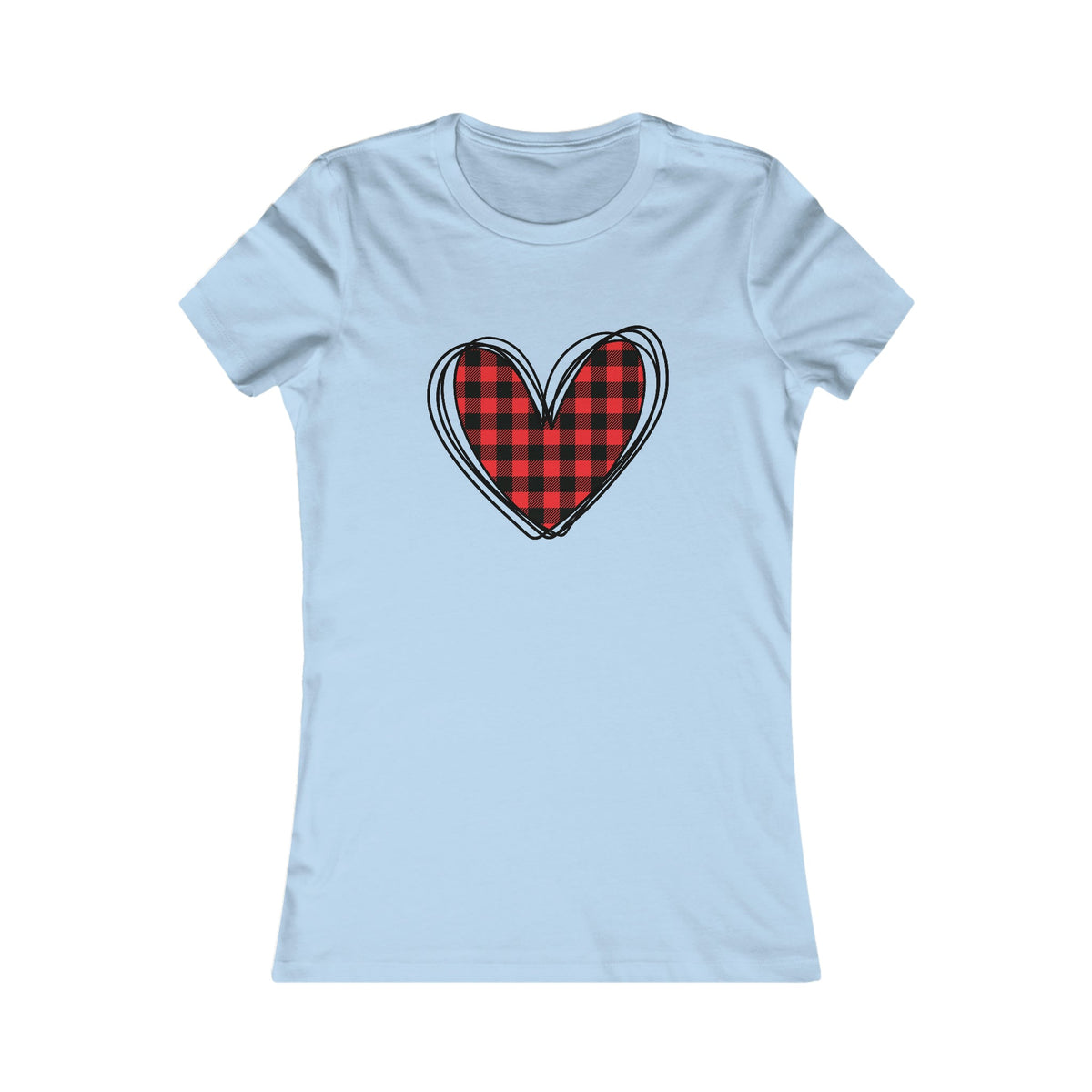 Buffalo Plaid Heart Women's Tee Baby Blue