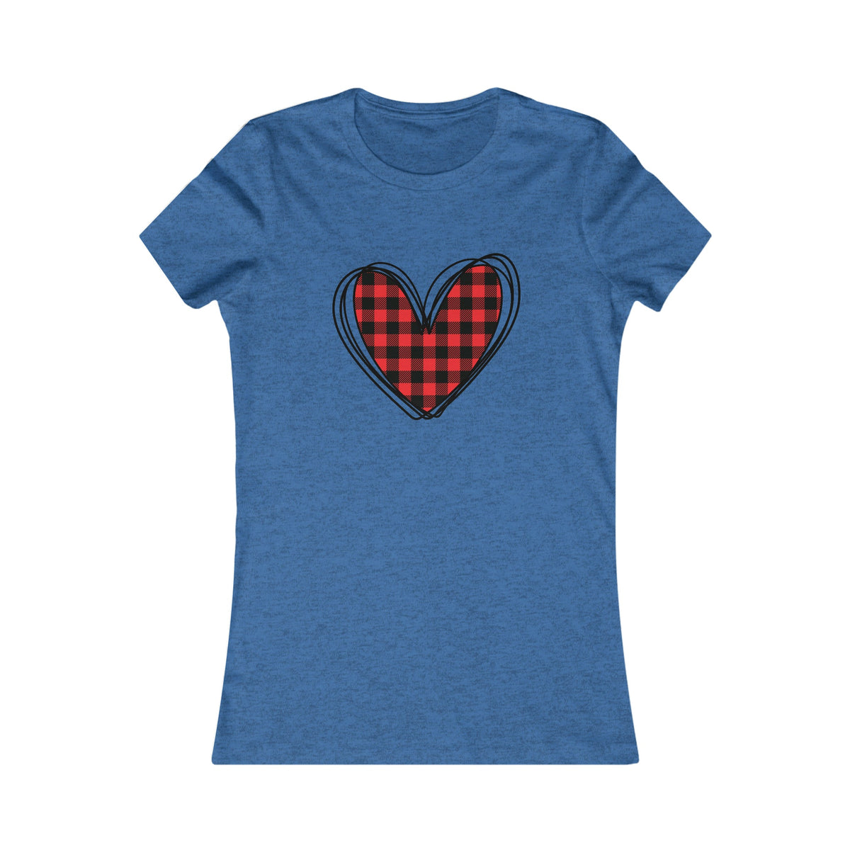 Buffalo Plaid Heart Women's Tee Heather True Royal