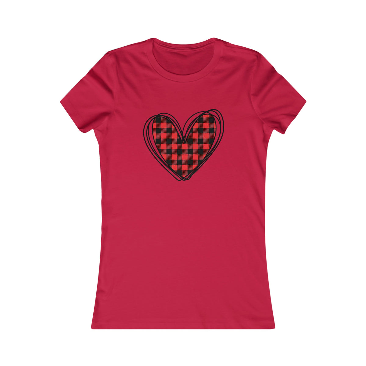 Buffalo Plaid Heart Women's Tee Red