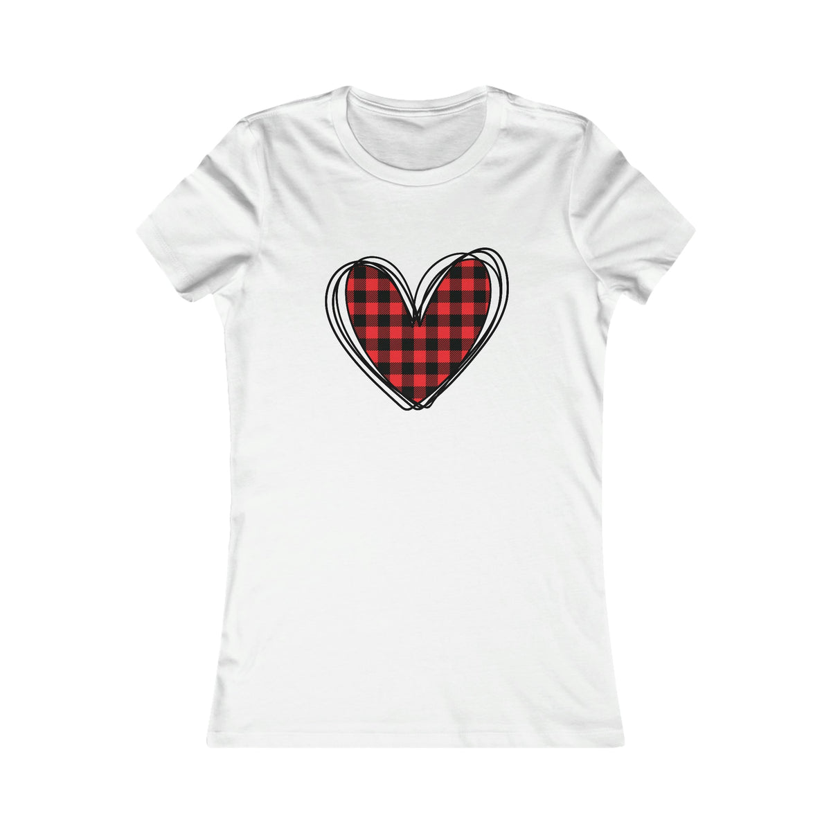 Buffalo Plaid Heart Women's Tee White