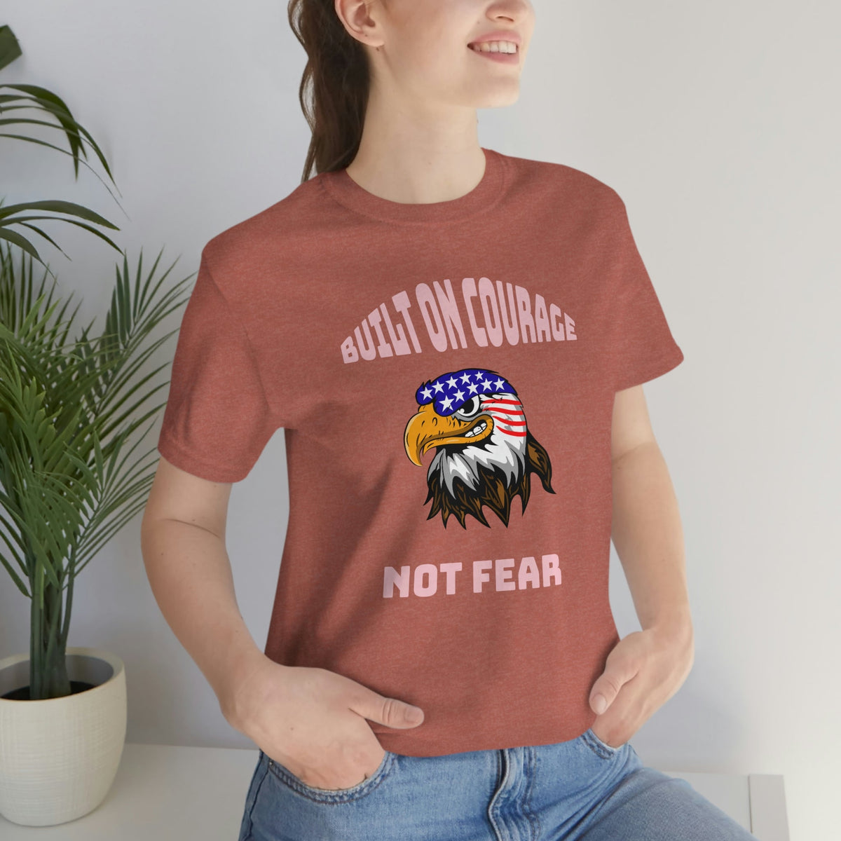 Built On Courage, Not Fear Women's Short Sleeve Tee Heather Clay