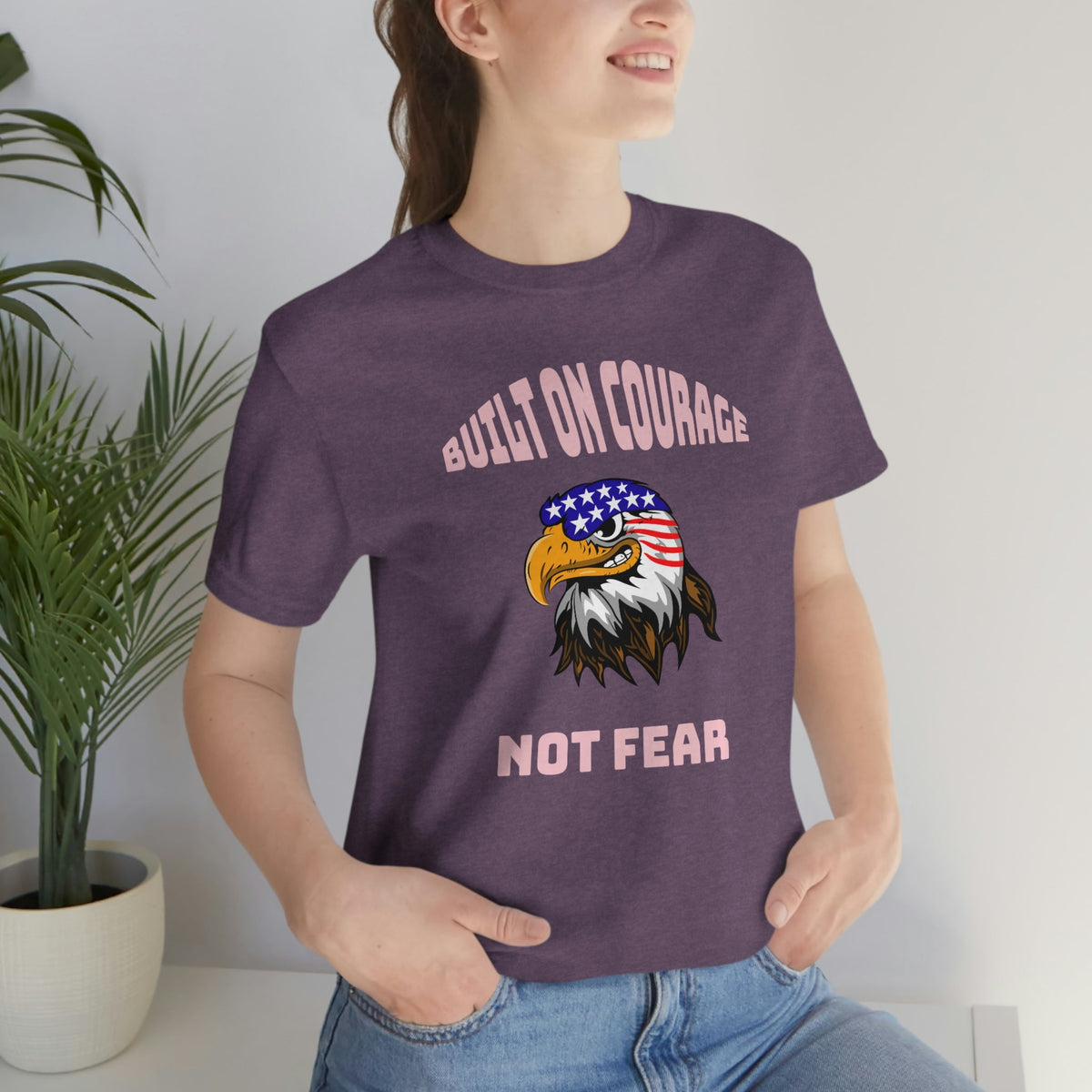 Built On Courage, Not Fear Women's Short Sleeve Tee Heather Team Purple