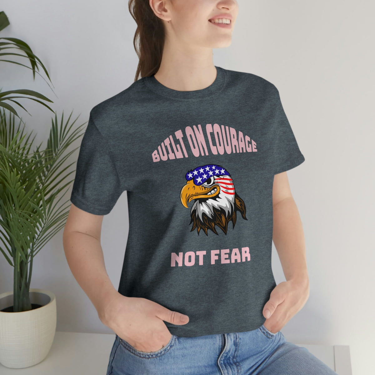 Built On Courage, Not Fear Women's Short Sleeve Tee Heather Slate