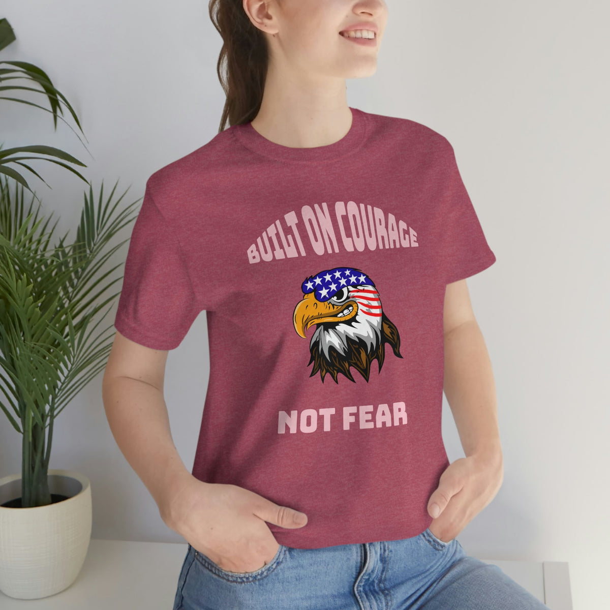 Built On Courage, Not Fear Women's Short Sleeve Tee Heather Raspberry