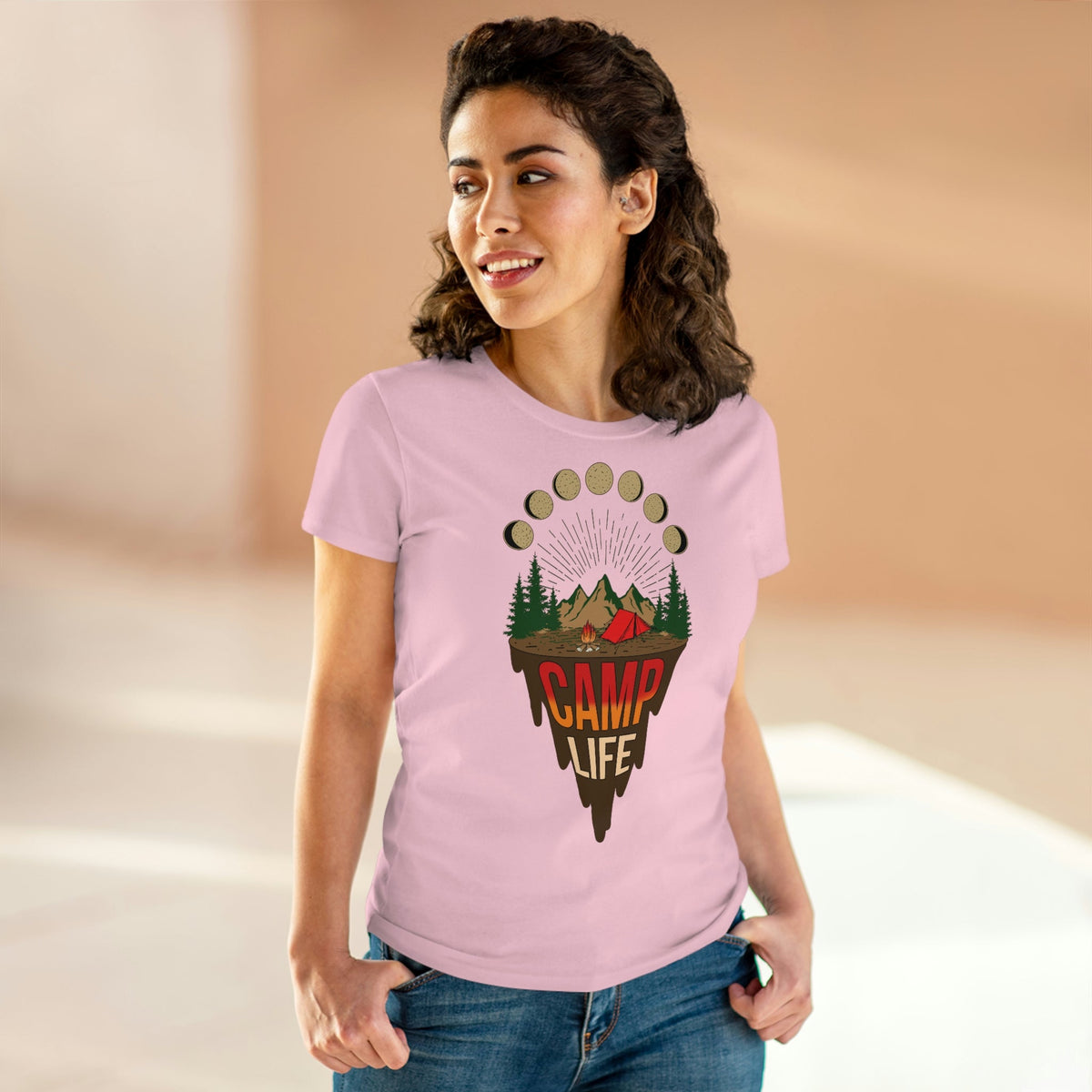 Camp Life Women's Midweight Cotton Tee Light Pink