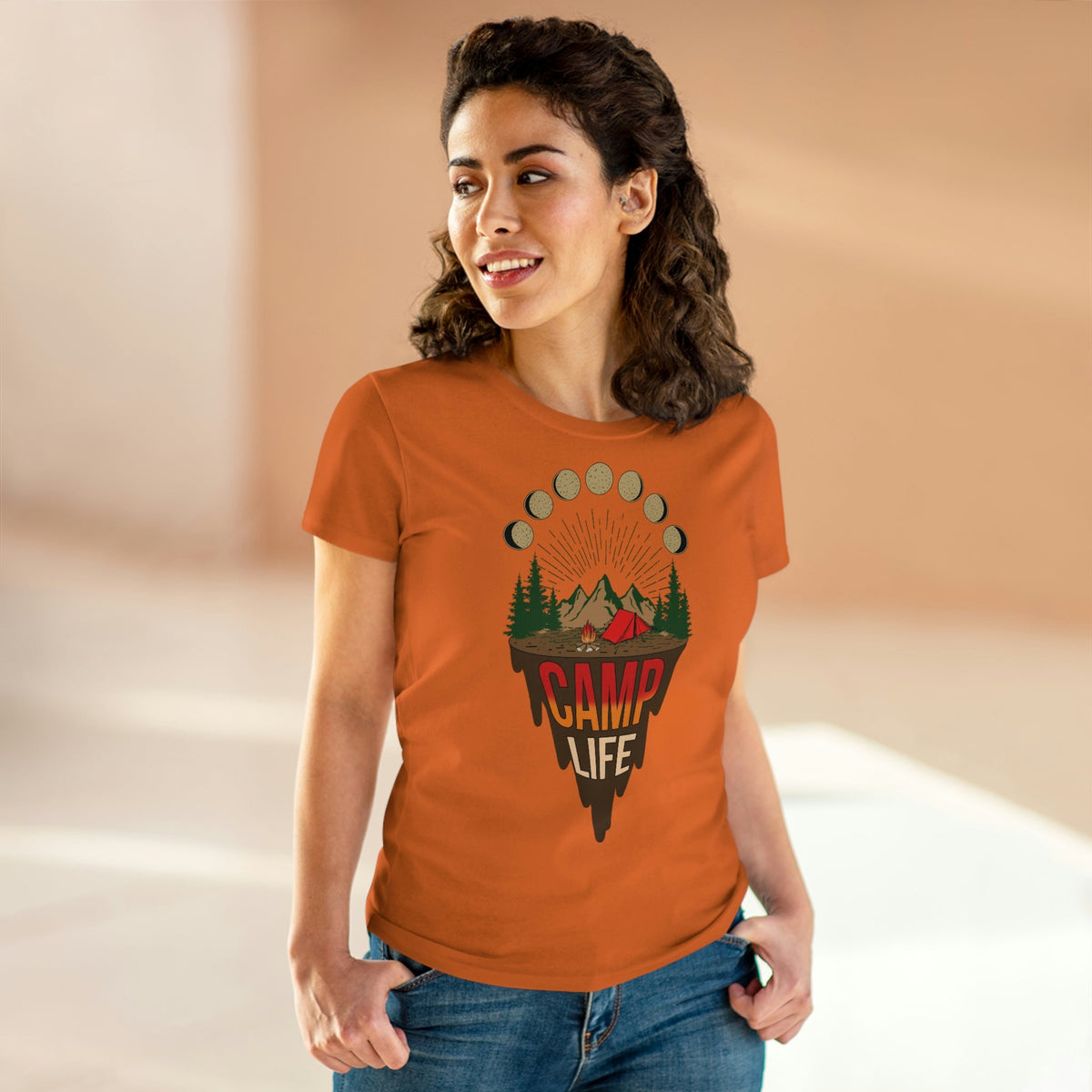 Camp Life Women's Midweight Cotton Tee Orange