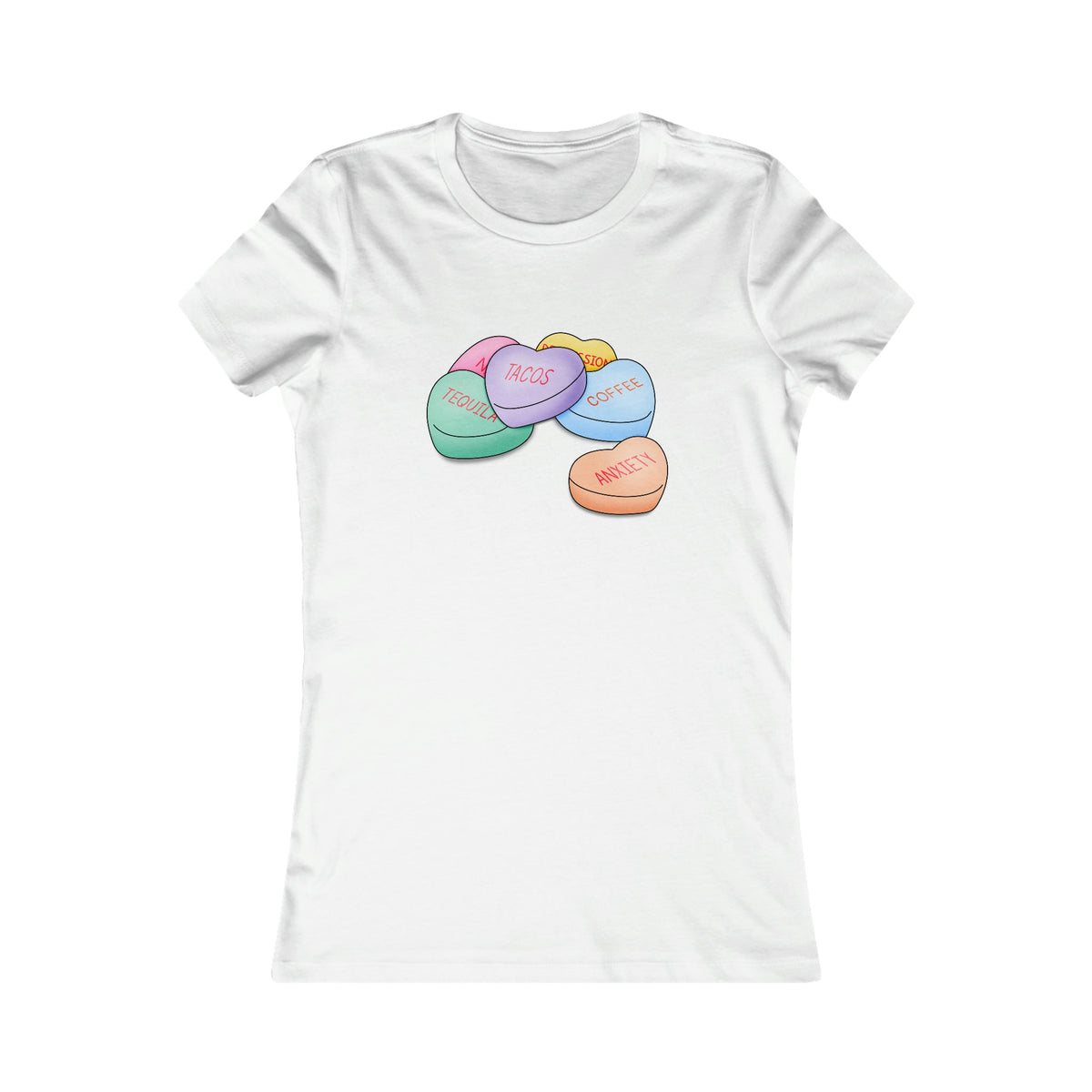 Candy Hearts Valentine Women's Tee White