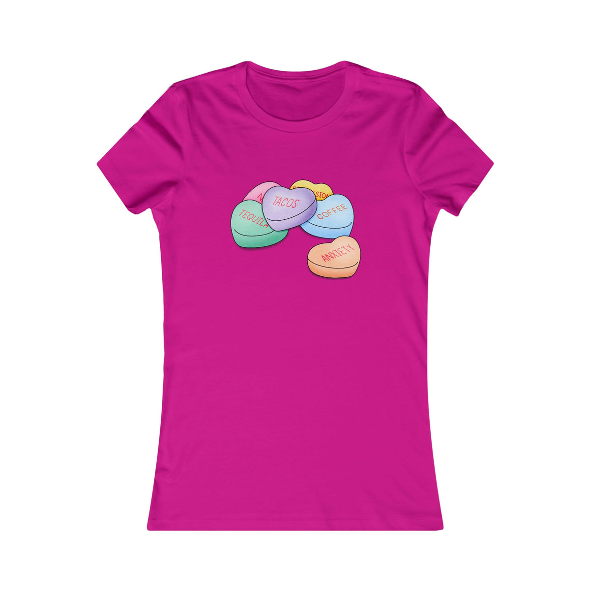 Candy Hearts Valentine Women's Tee Berry