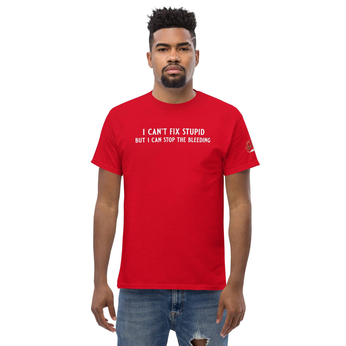 Can't fix stupid Men's classic tee Red