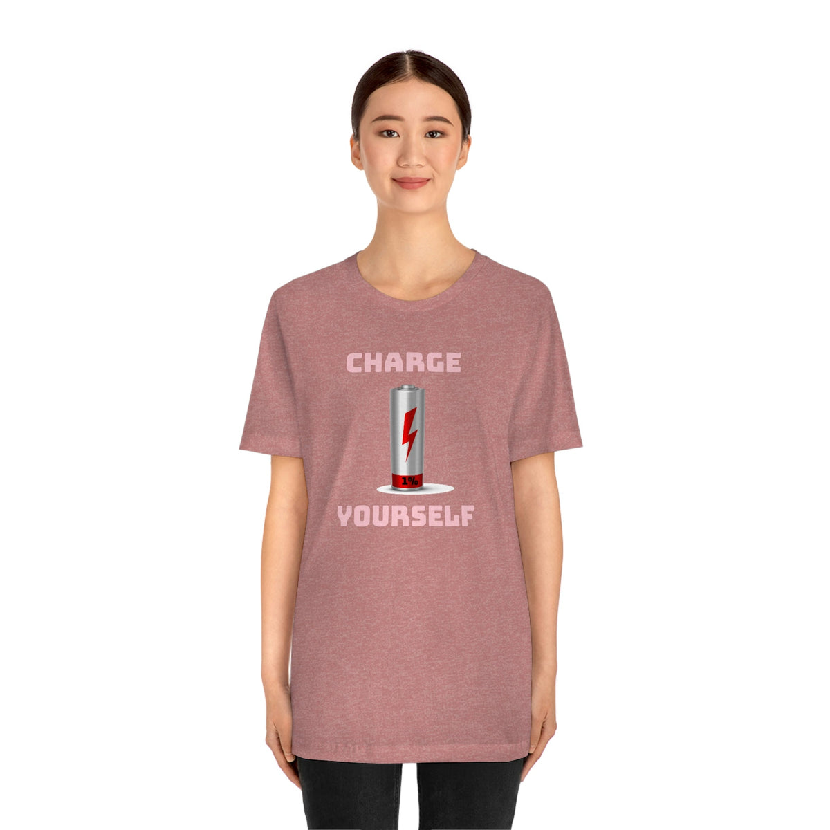 Charge Yourself Women's Short Sleeve Tee Heather Mauve