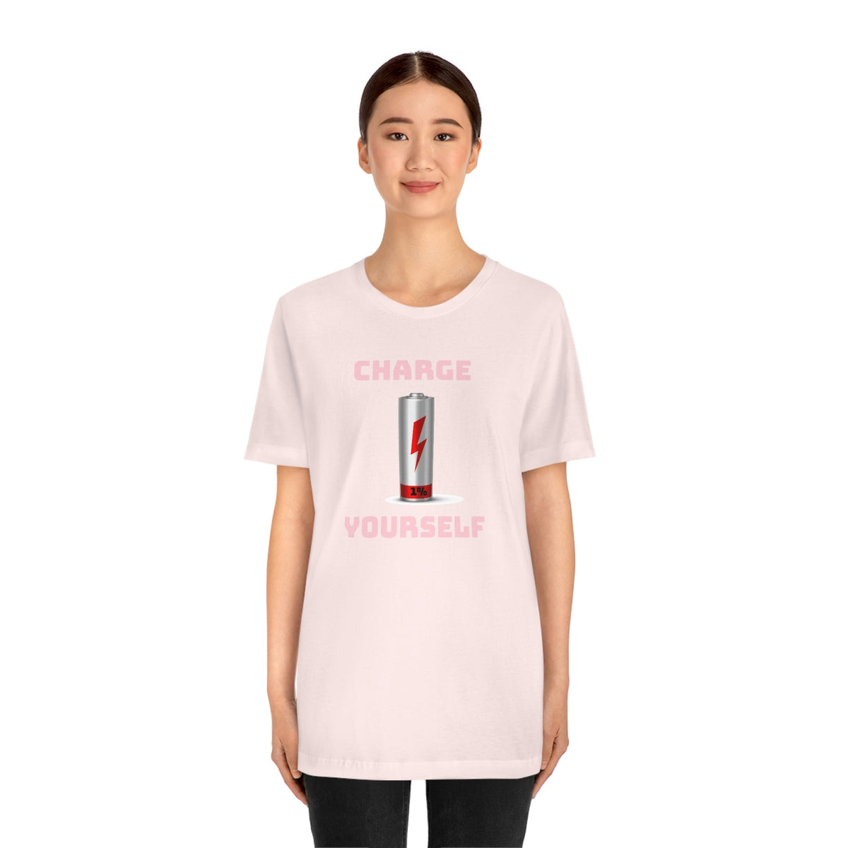 Charge Yourself Women's Short Sleeve Tee Soft Pink