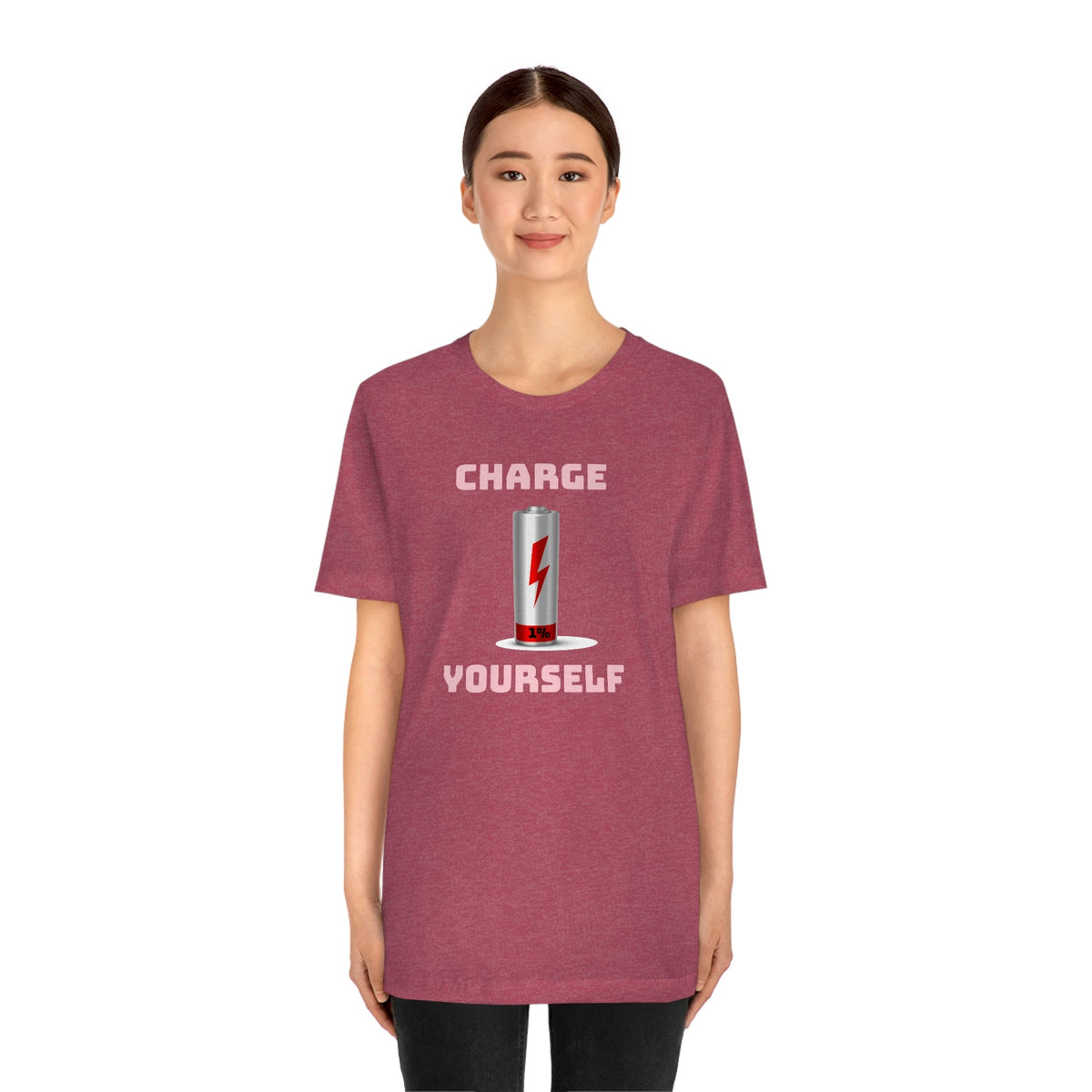 Charge Yourself Women's Short Sleeve Tee Heather Raspberry