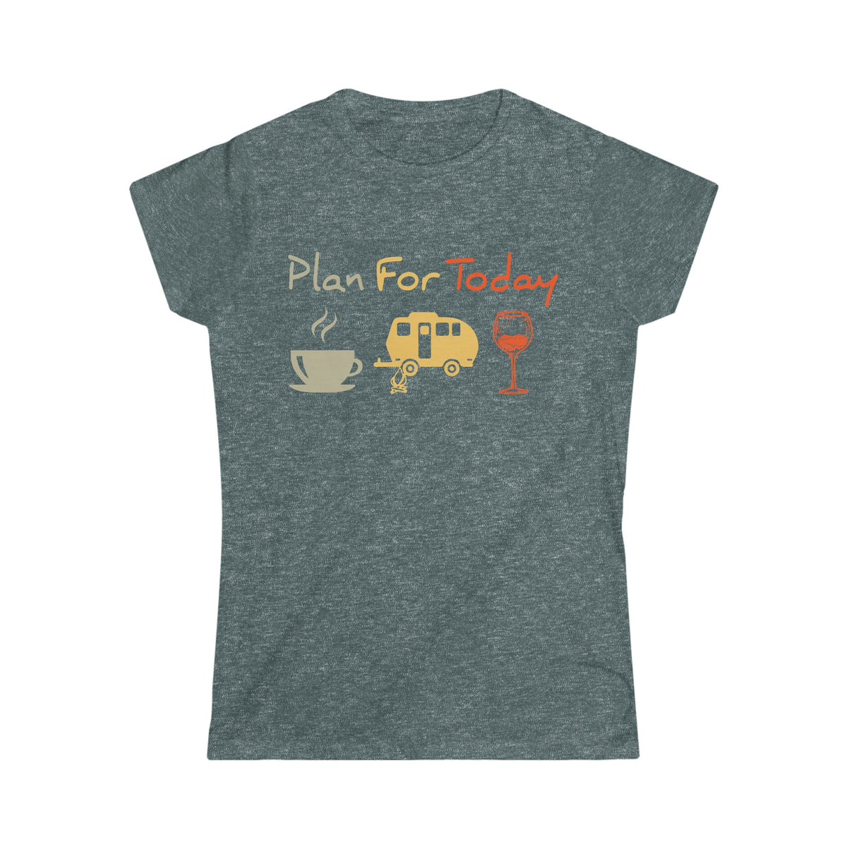 Coffee Camping & Wine Women's Soft Style Tee Dark Heather