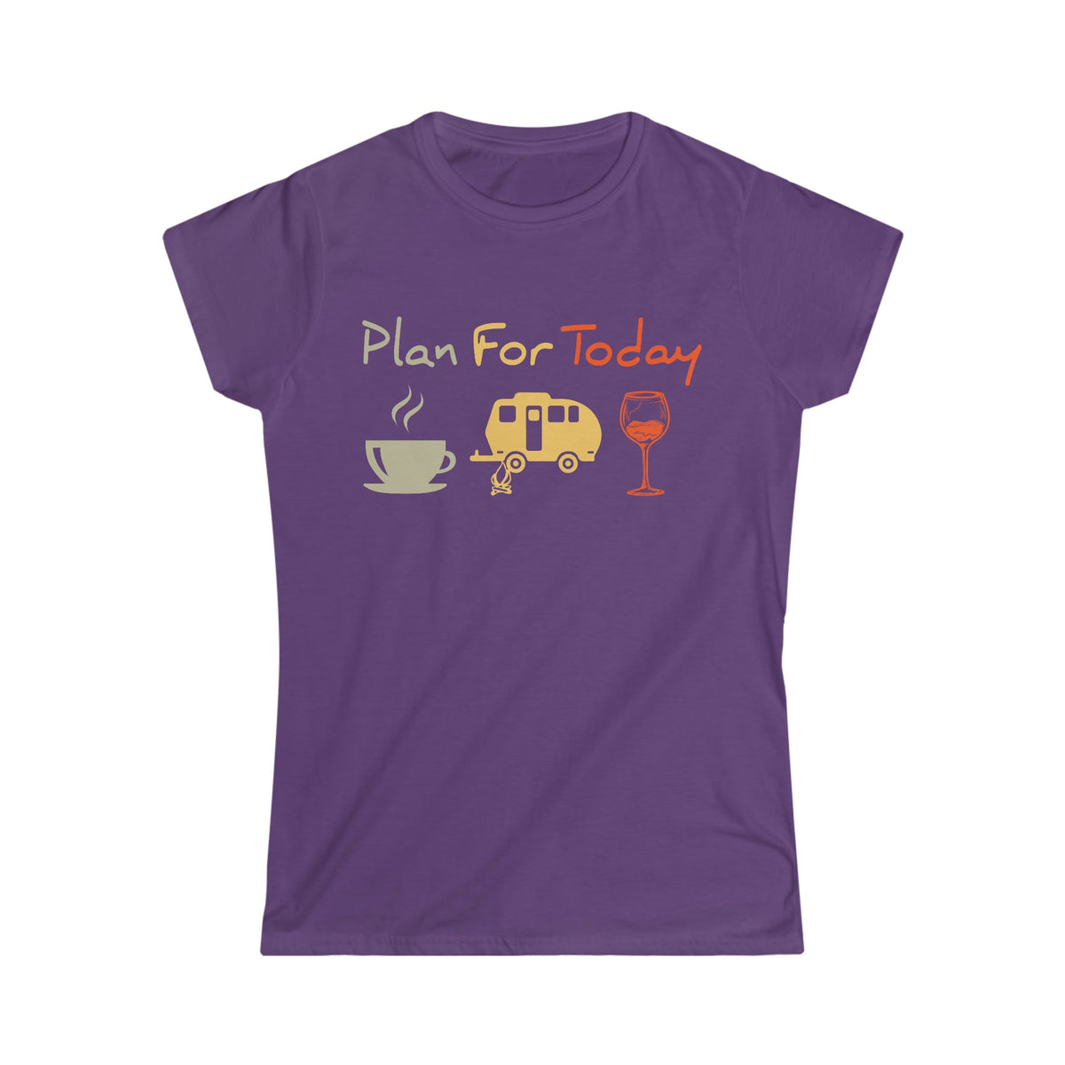 Coffee Camping & Wine Women's Soft Style Tee Purple