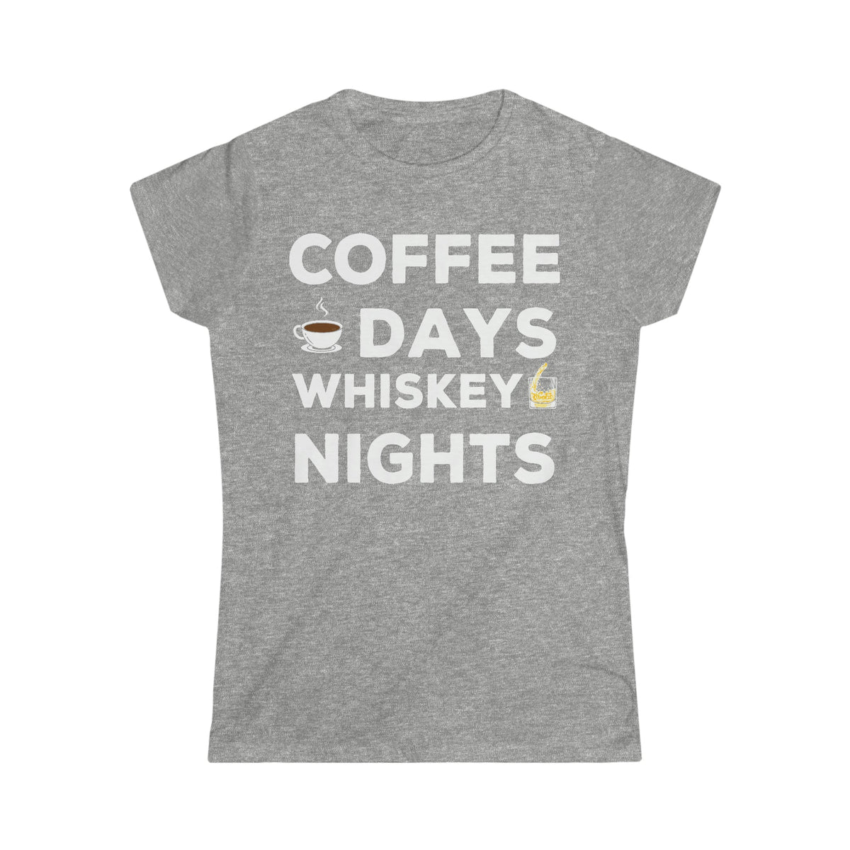 Coffee Days and Whiskey Nights Women's Soft Style Tee Sport Grey