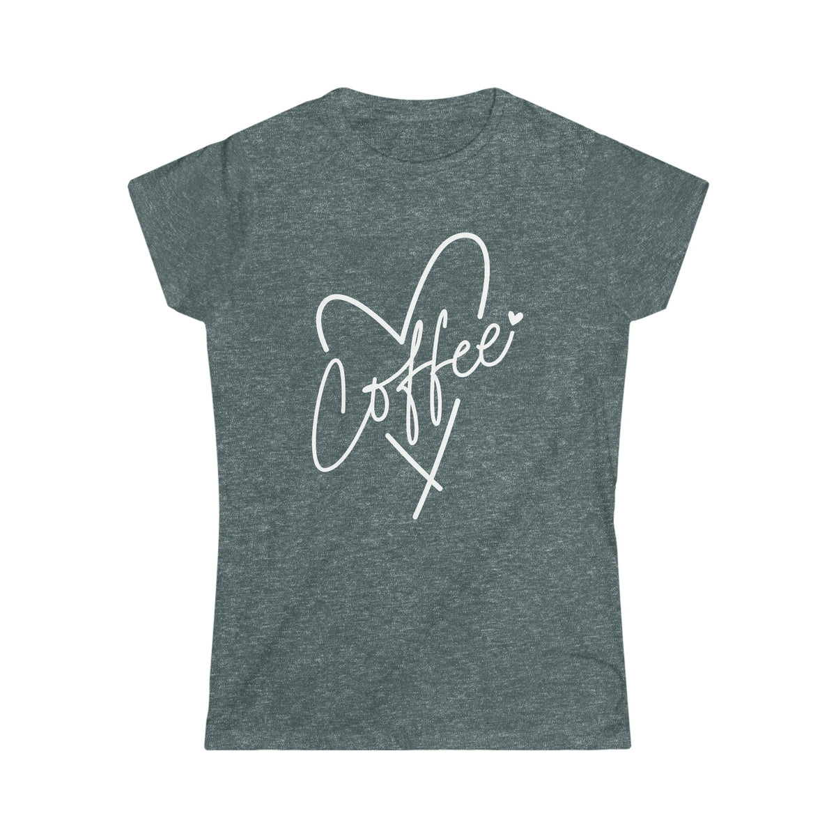 Coffee Heart Women's Soft Style Tee Dark Heather