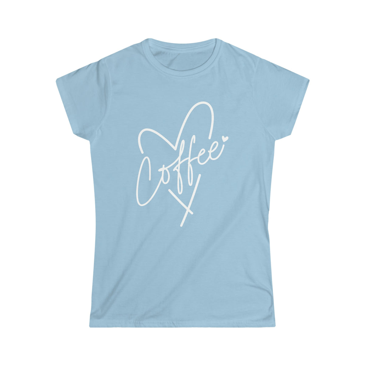 Coffee Heart Women's Soft Style Tee Light Blue